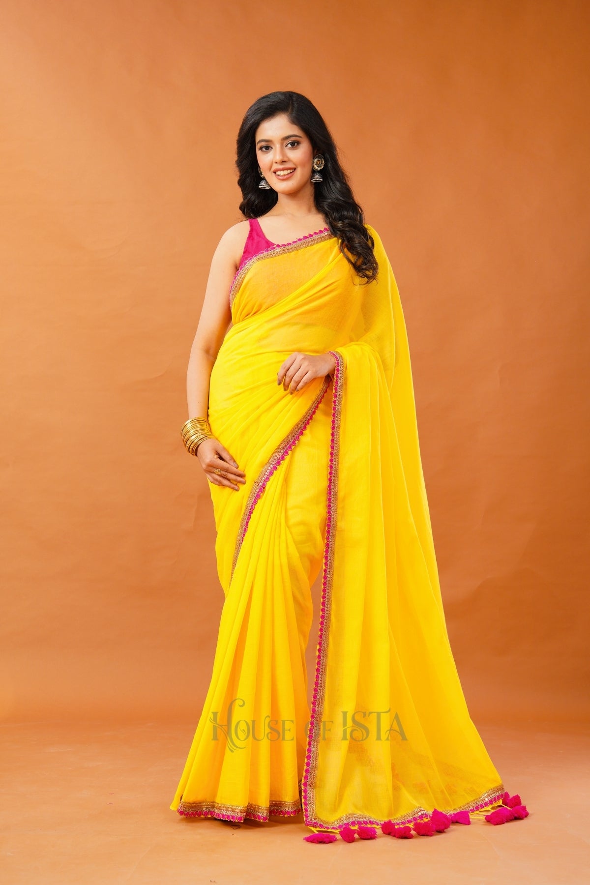 Basanti Chaaya Mulmul Saree