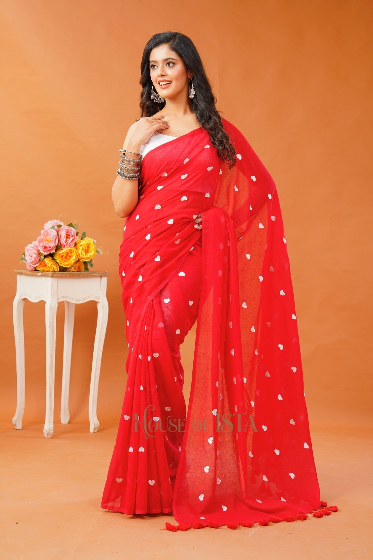Candy Heart Mulmul Saree