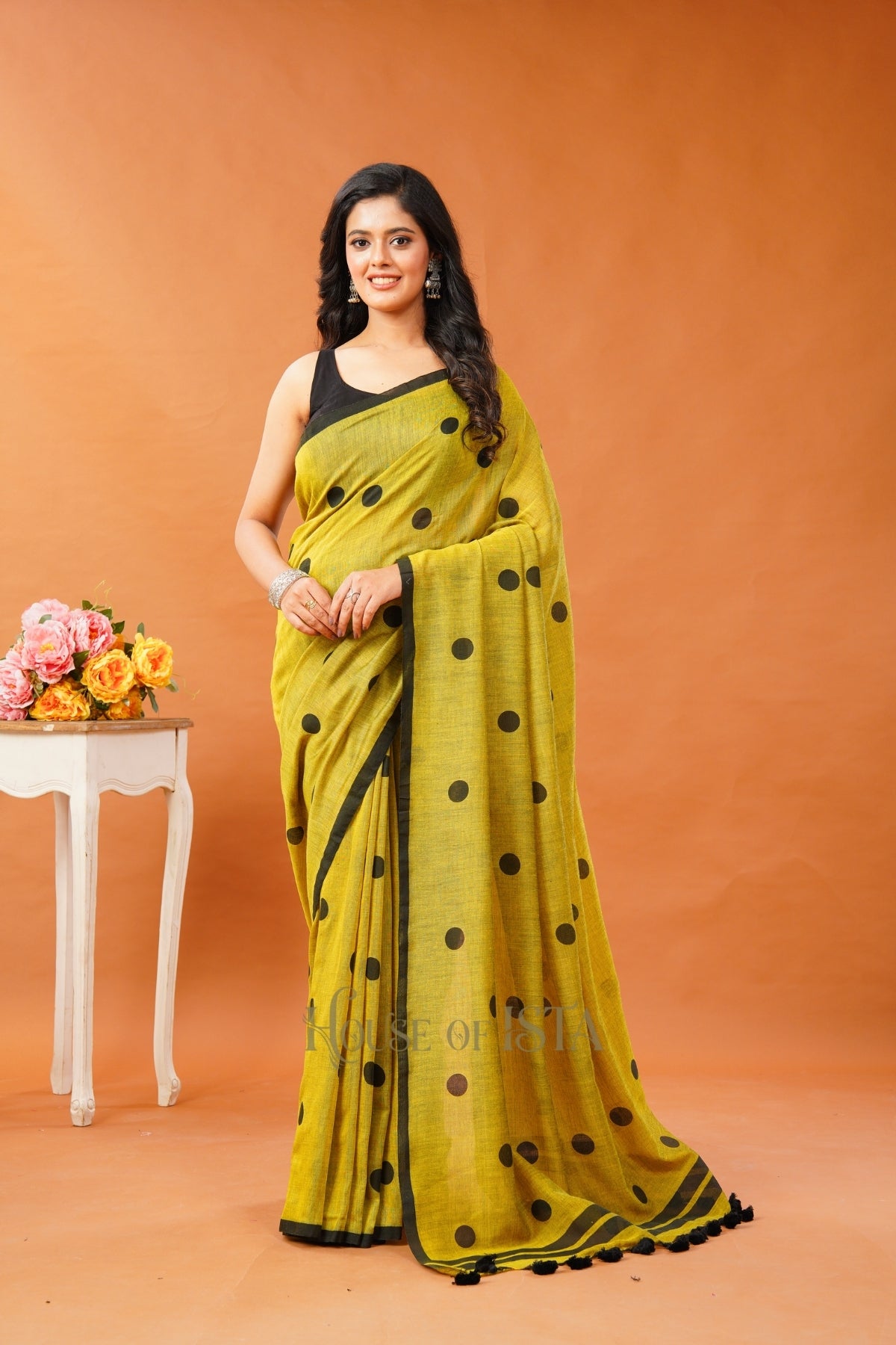 Mustard Geometry Cotton Saree