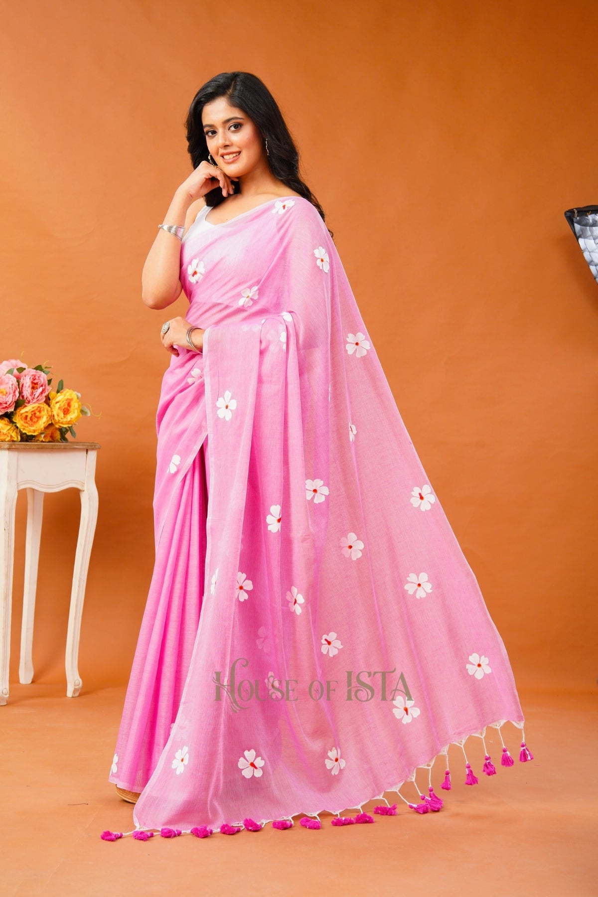 Pink Breeze Mulmul Sarees