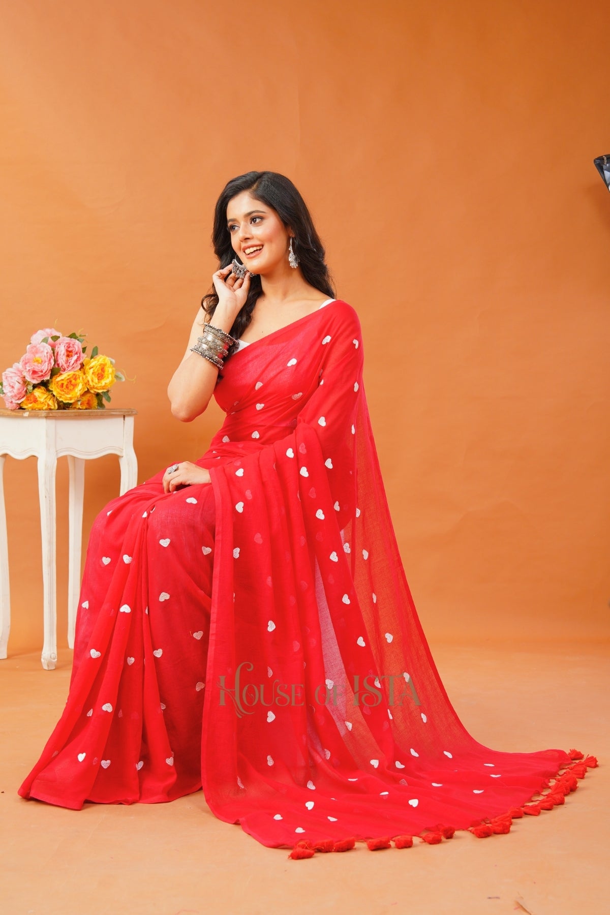 Candy Heart Mulmul Saree
