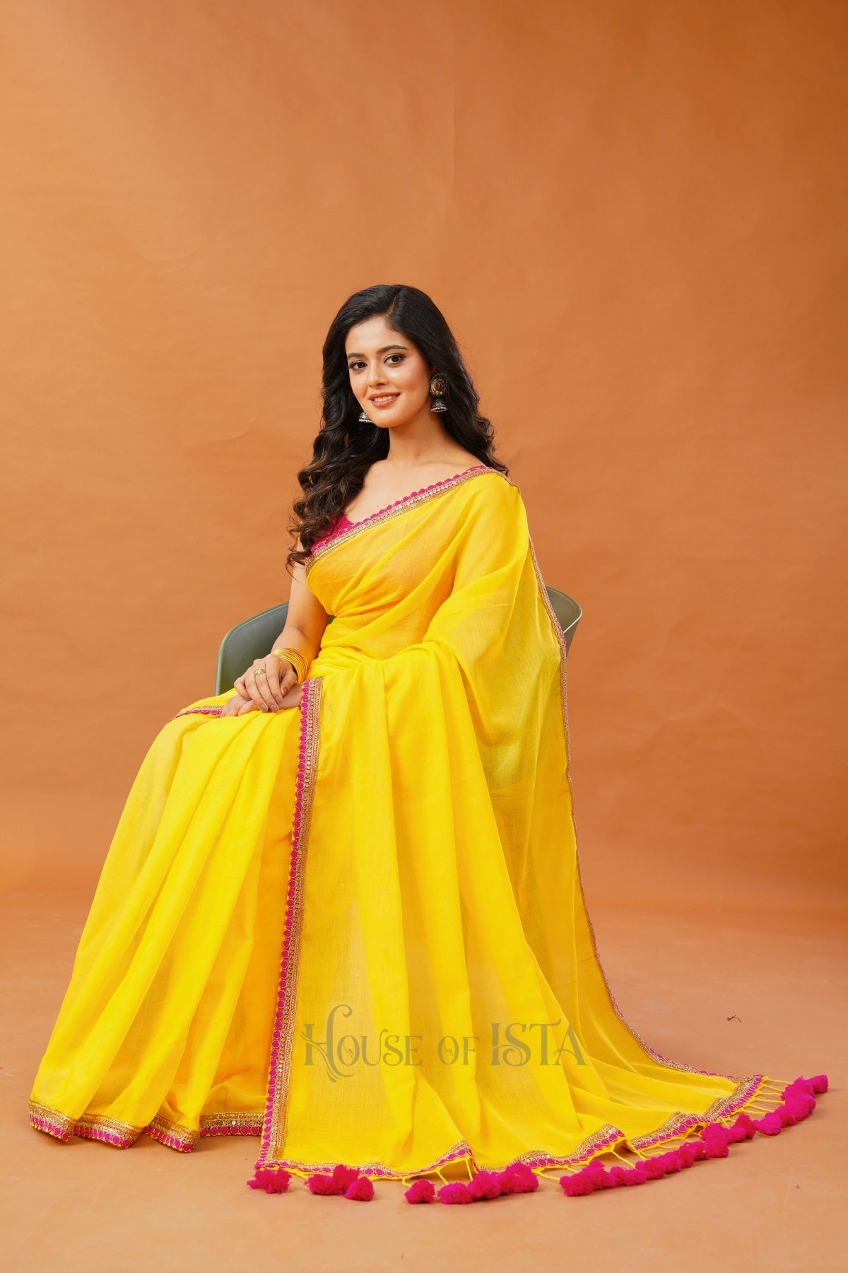 Basanti Chaaya Mulmul Saree
