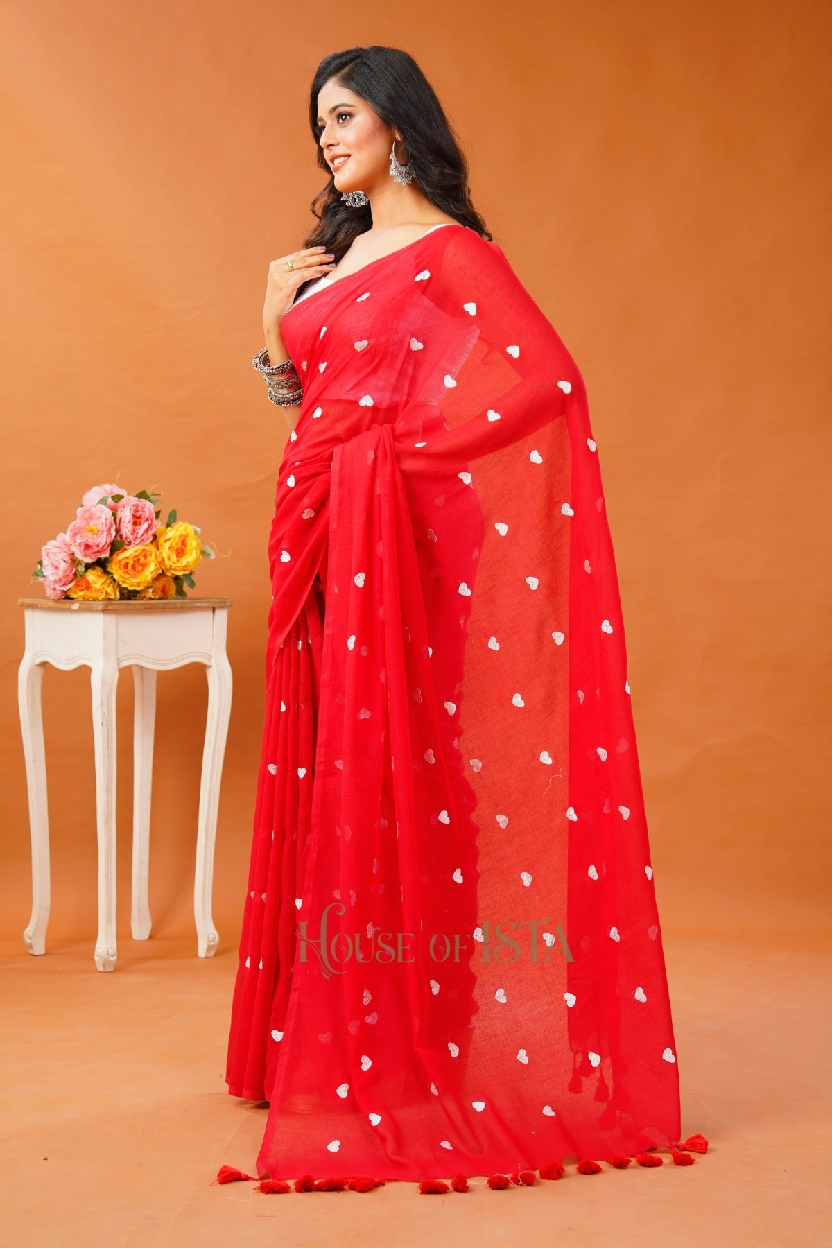 Candy Heart Mulmul Saree