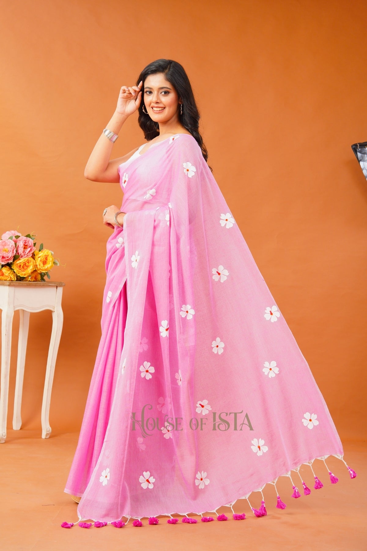 Pink Breeze Mulmul Sarees