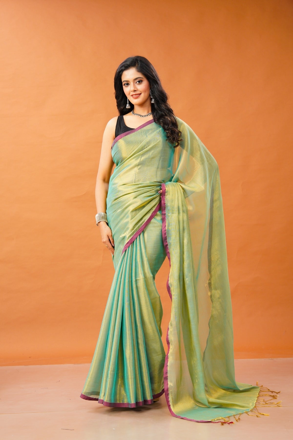 Pista Noor Tissue Cotton Saree