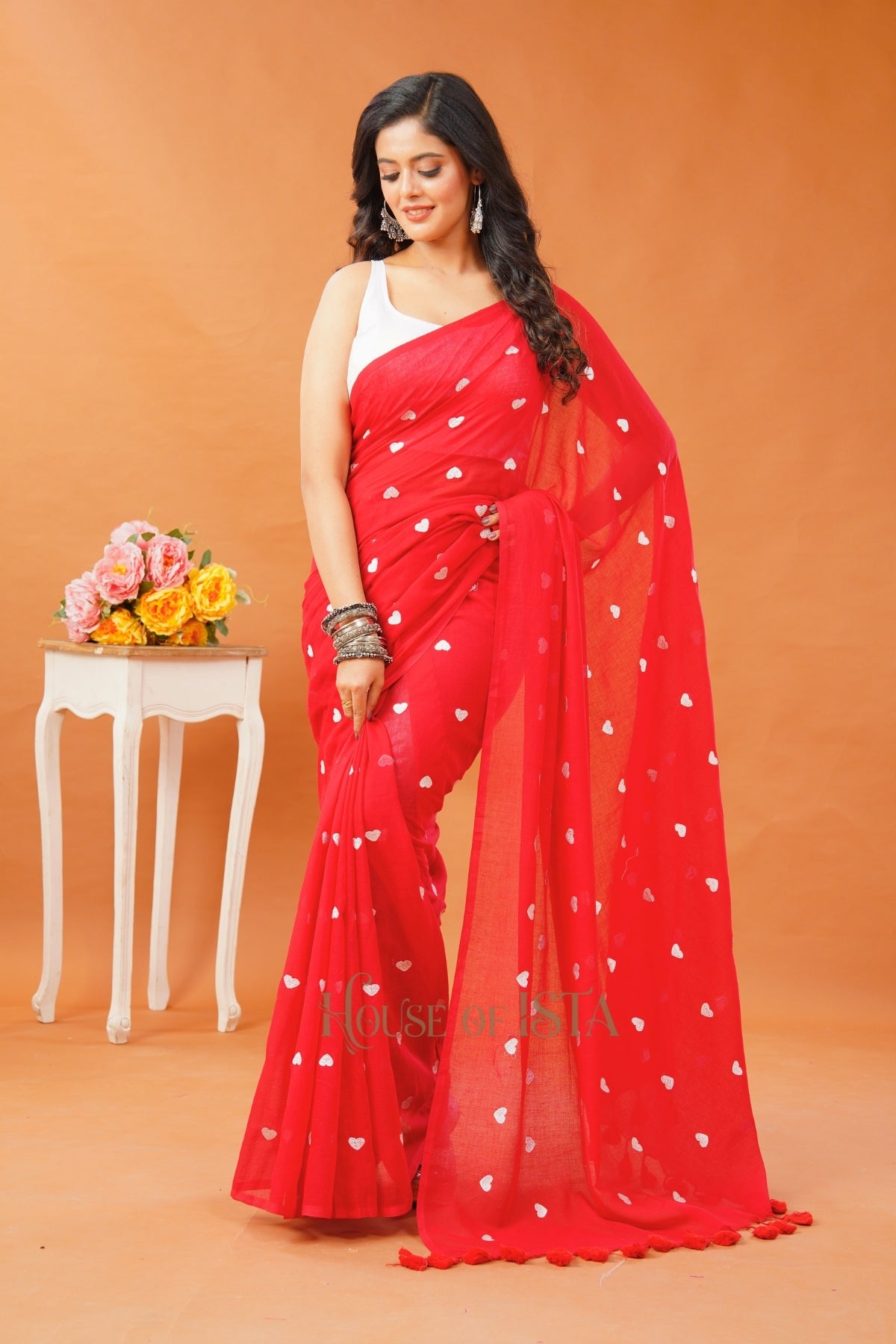 Candy Heart Mulmul Saree