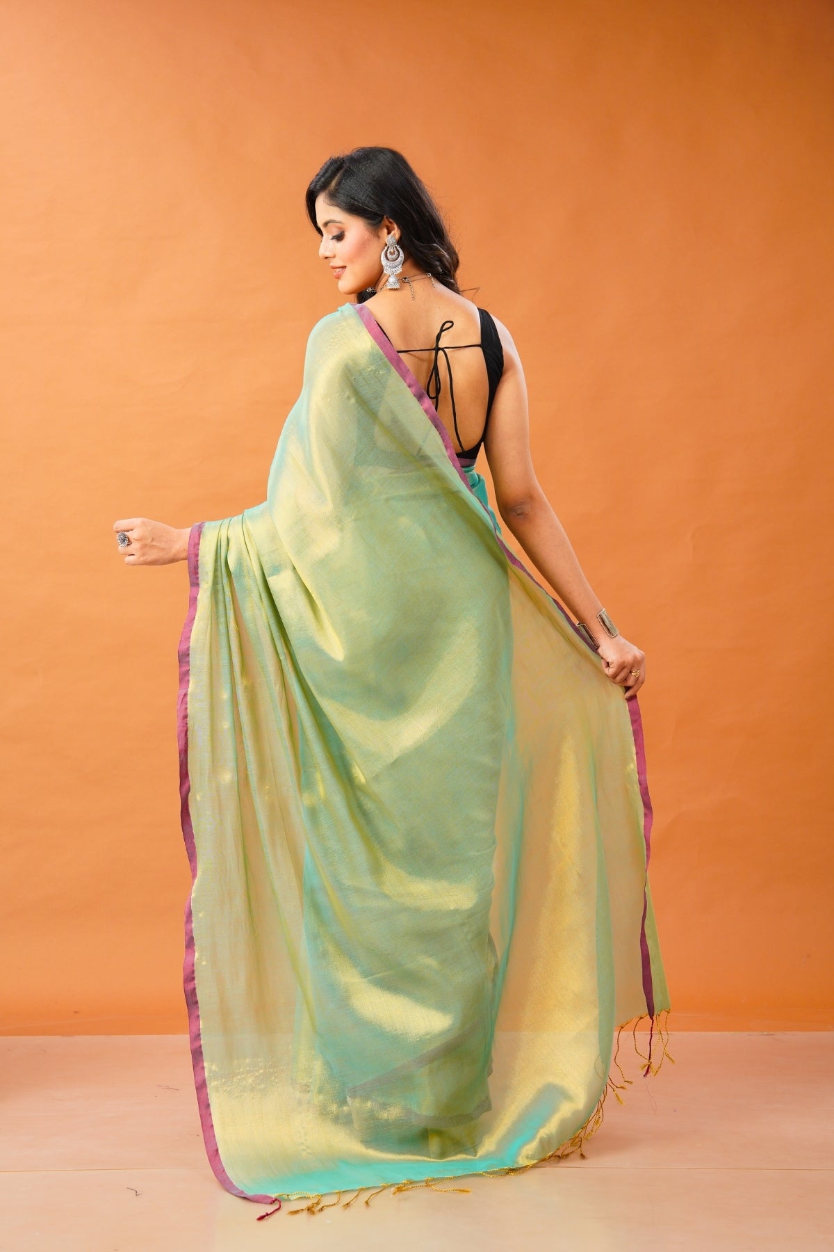Pista Noor Tissue Cotton Saree