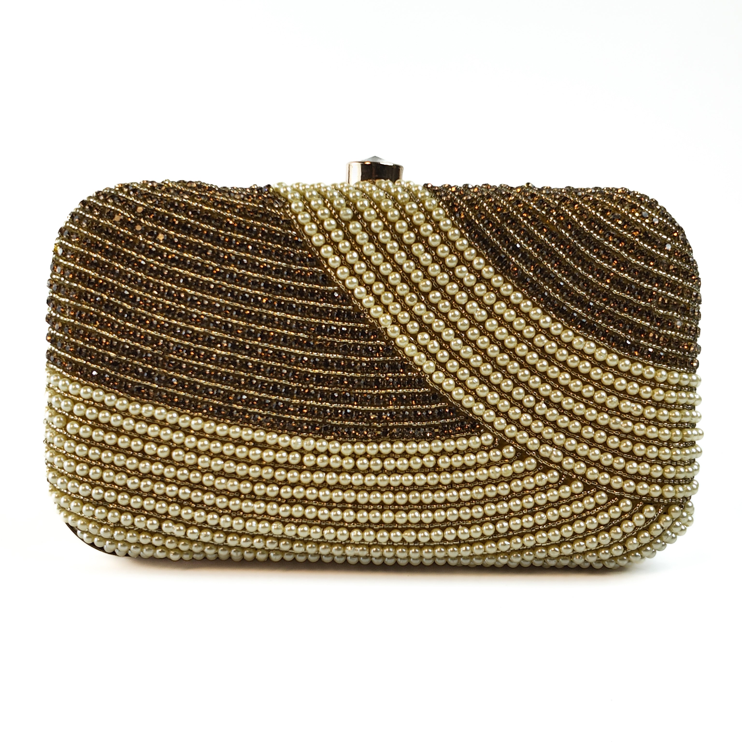 Pearl Wave Embellished Hard Clutch