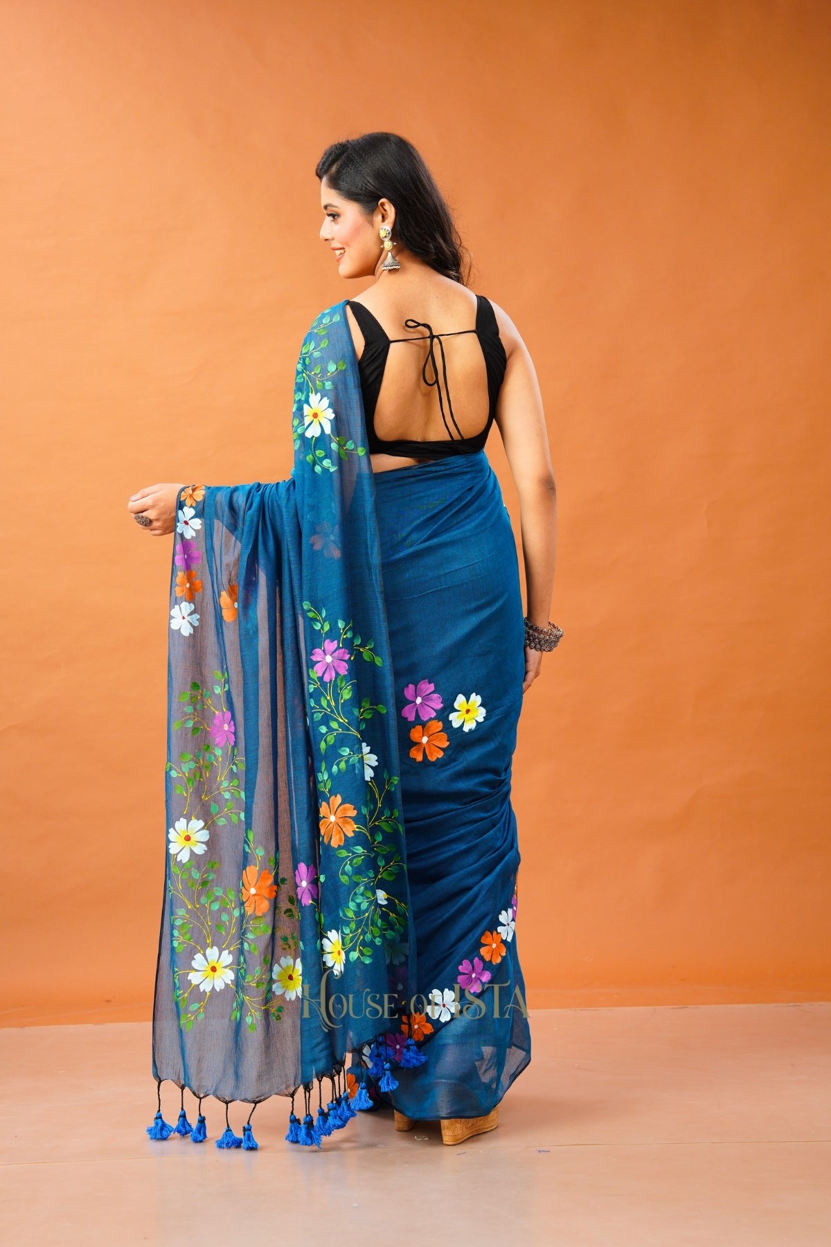 Peacock Poetry Mulmul Saree
