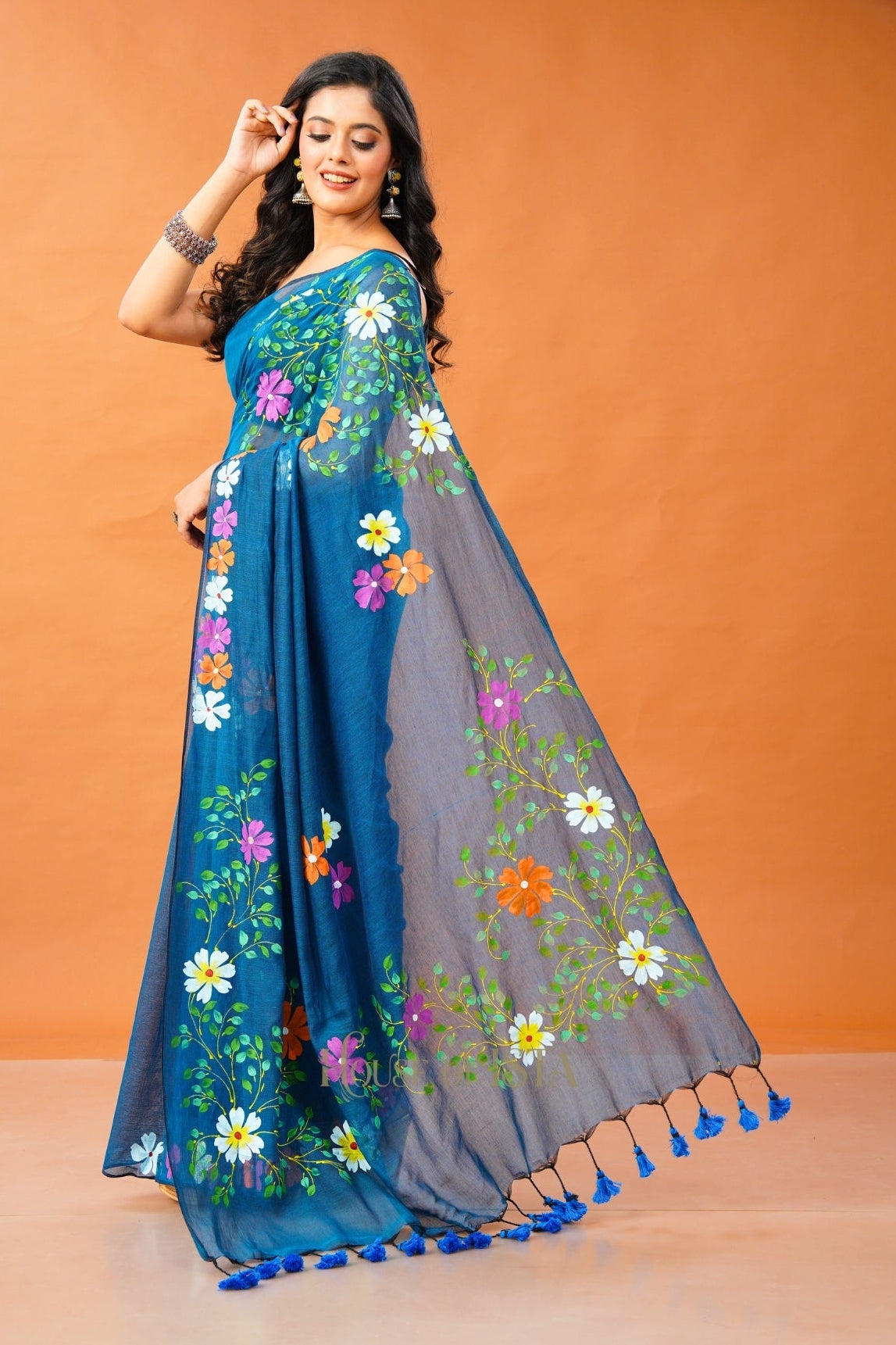 Peacock Poetry Mulmul Saree