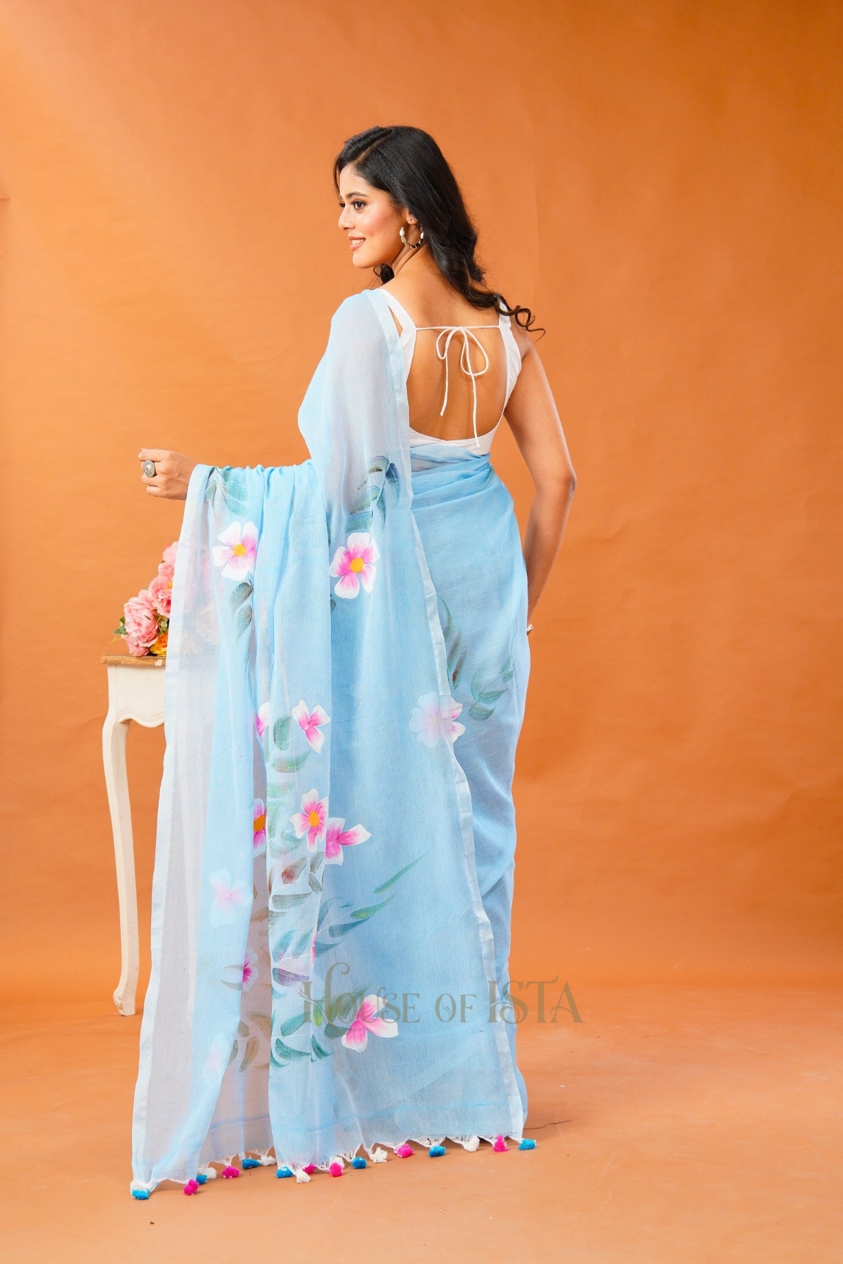 Aasmani Mood Mulmul Saree
