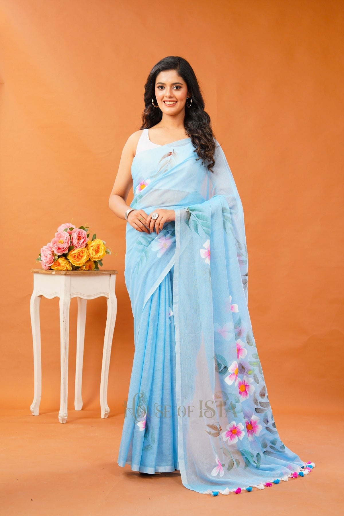 Aasmani Mood Mulmul Saree