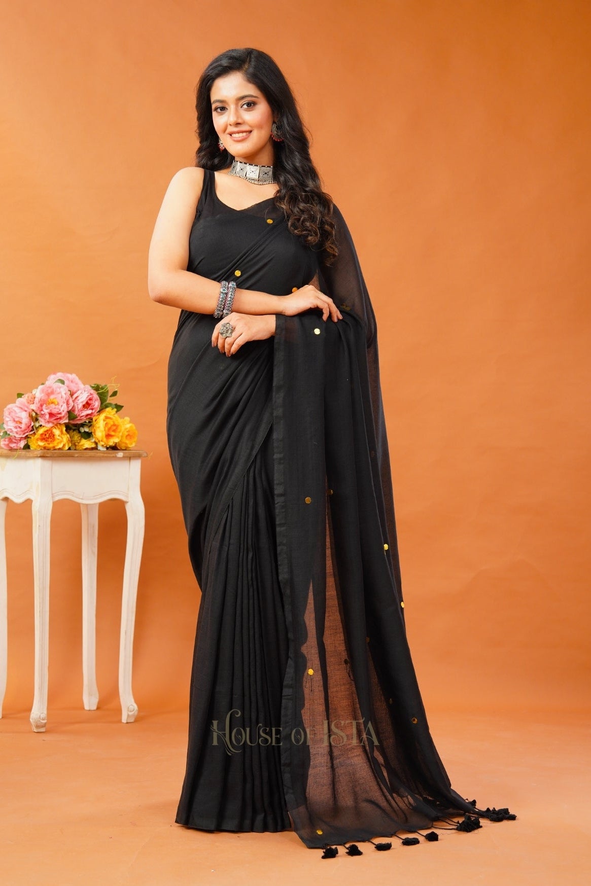 Midnight Galaxy Cotton Saree