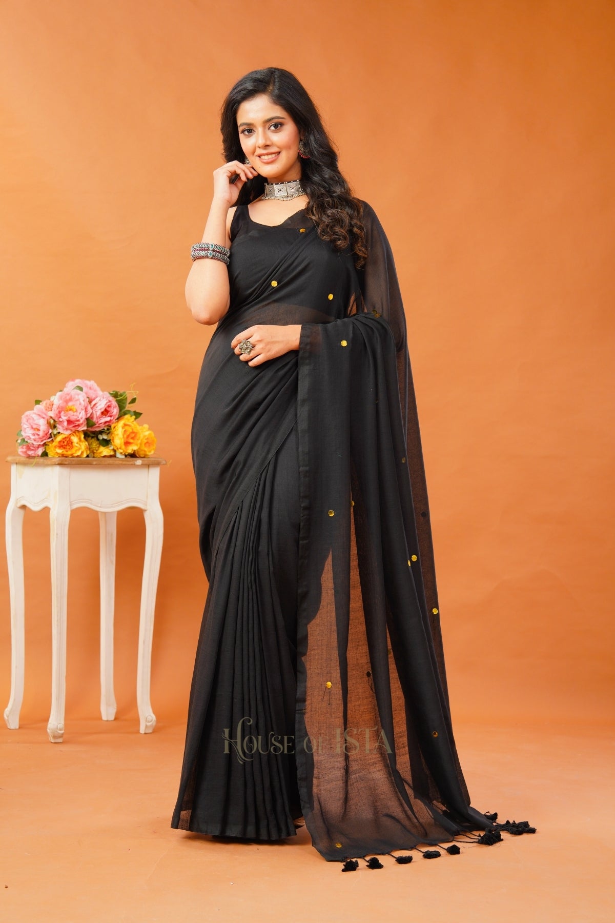 Midnight Galaxy Cotton Saree