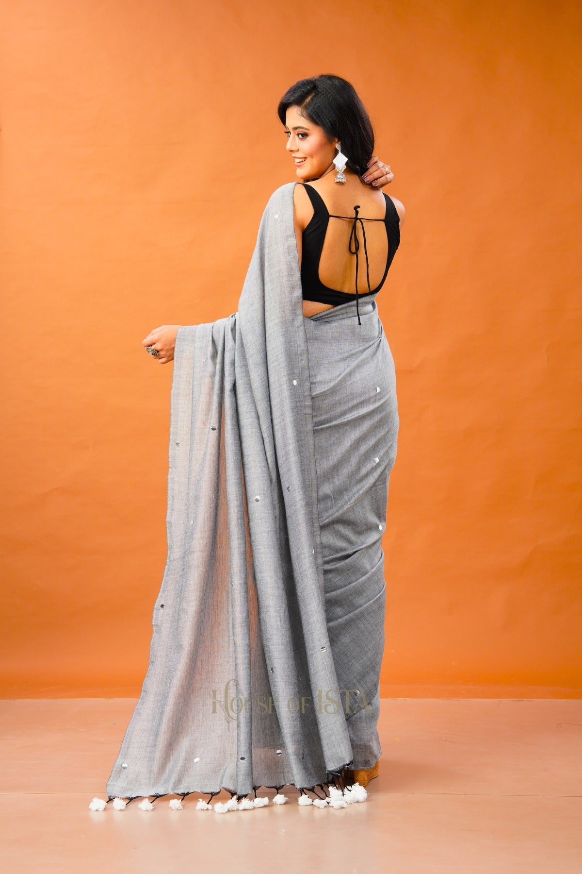 Rimjim Grey Cotton Saree