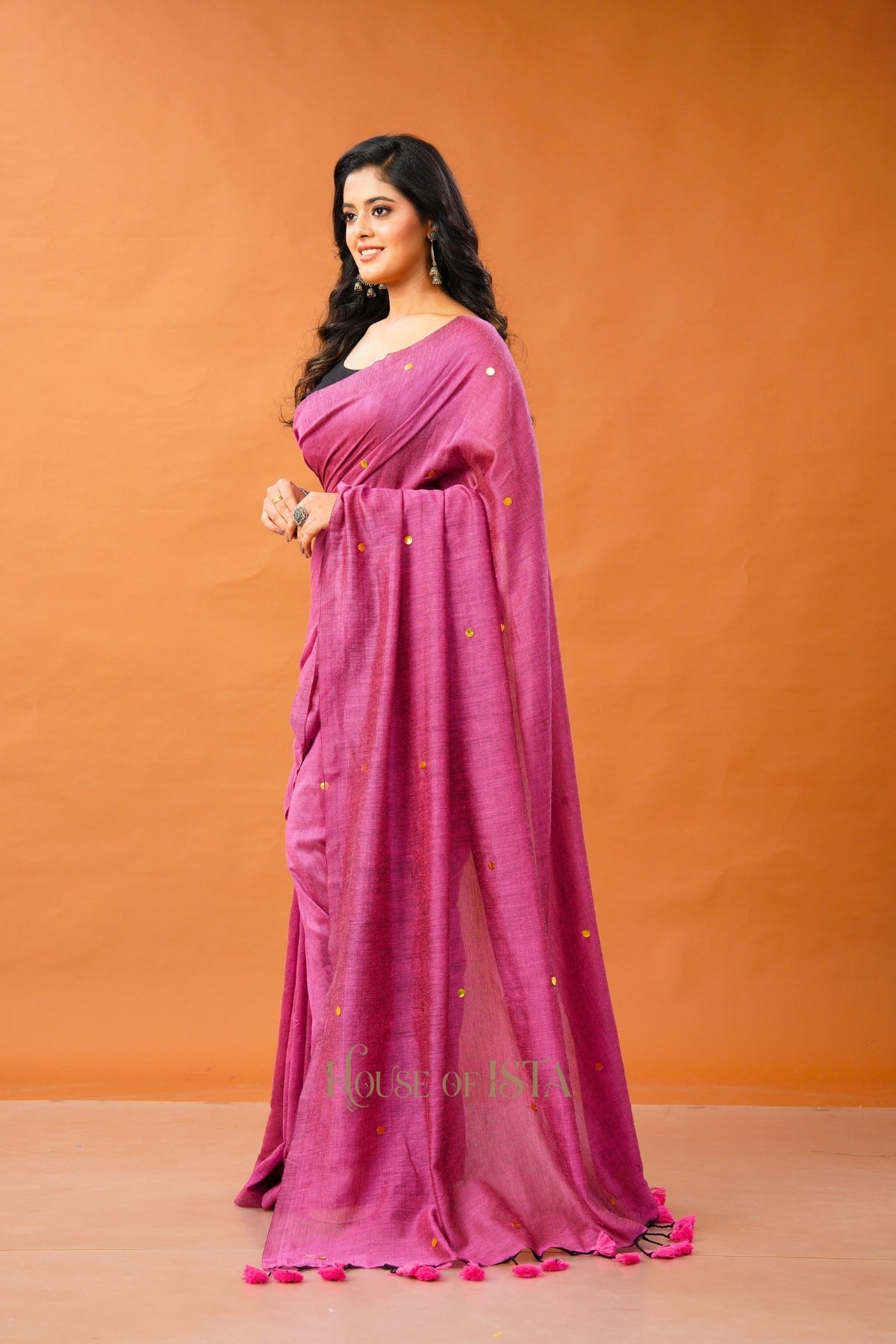 Manmohini Wine Cotton Saree
