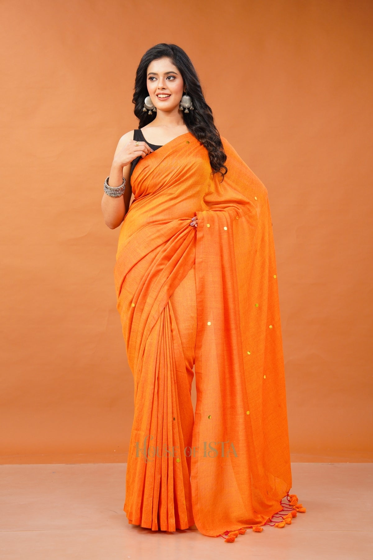 Kesariya Jhalak Cotton Saree