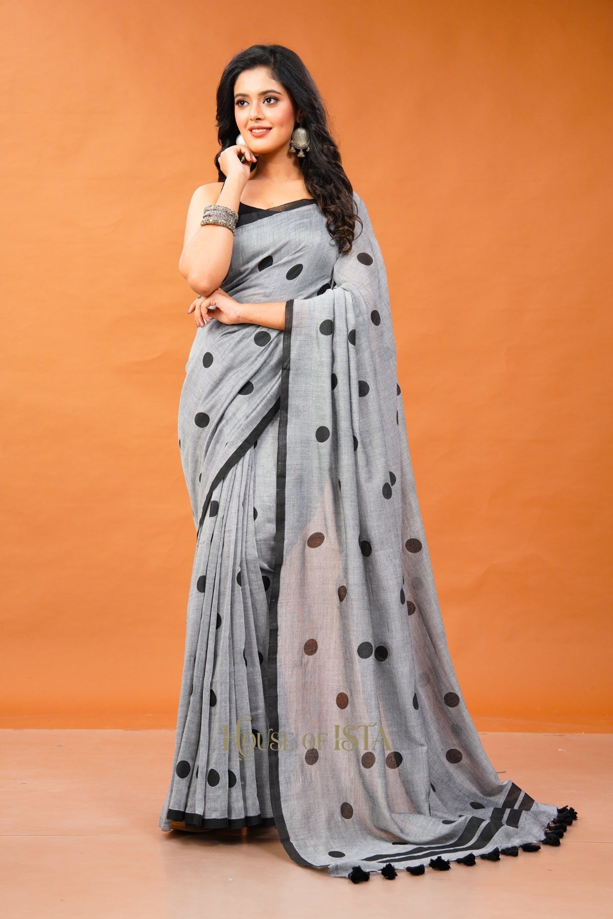 Graphite Dreams Cotton Saree