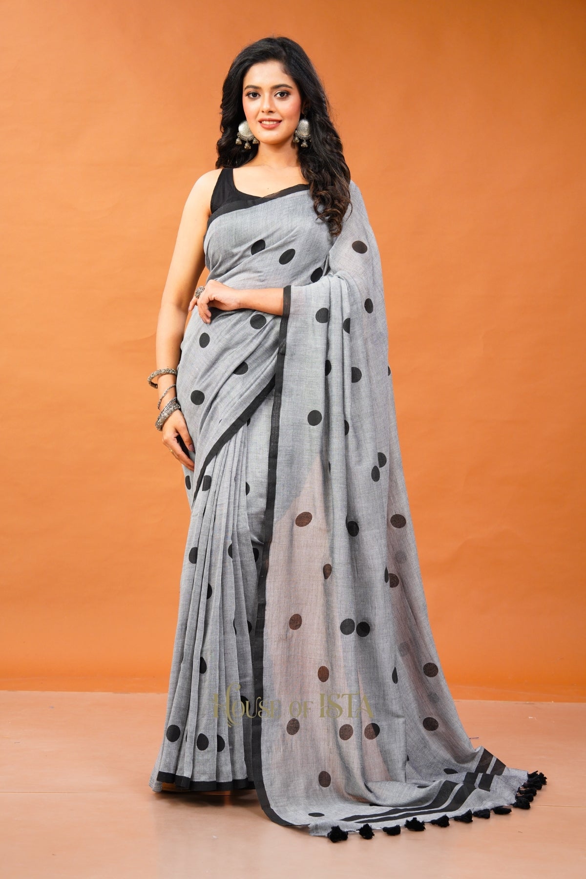Graphite Dreams Cotton Saree