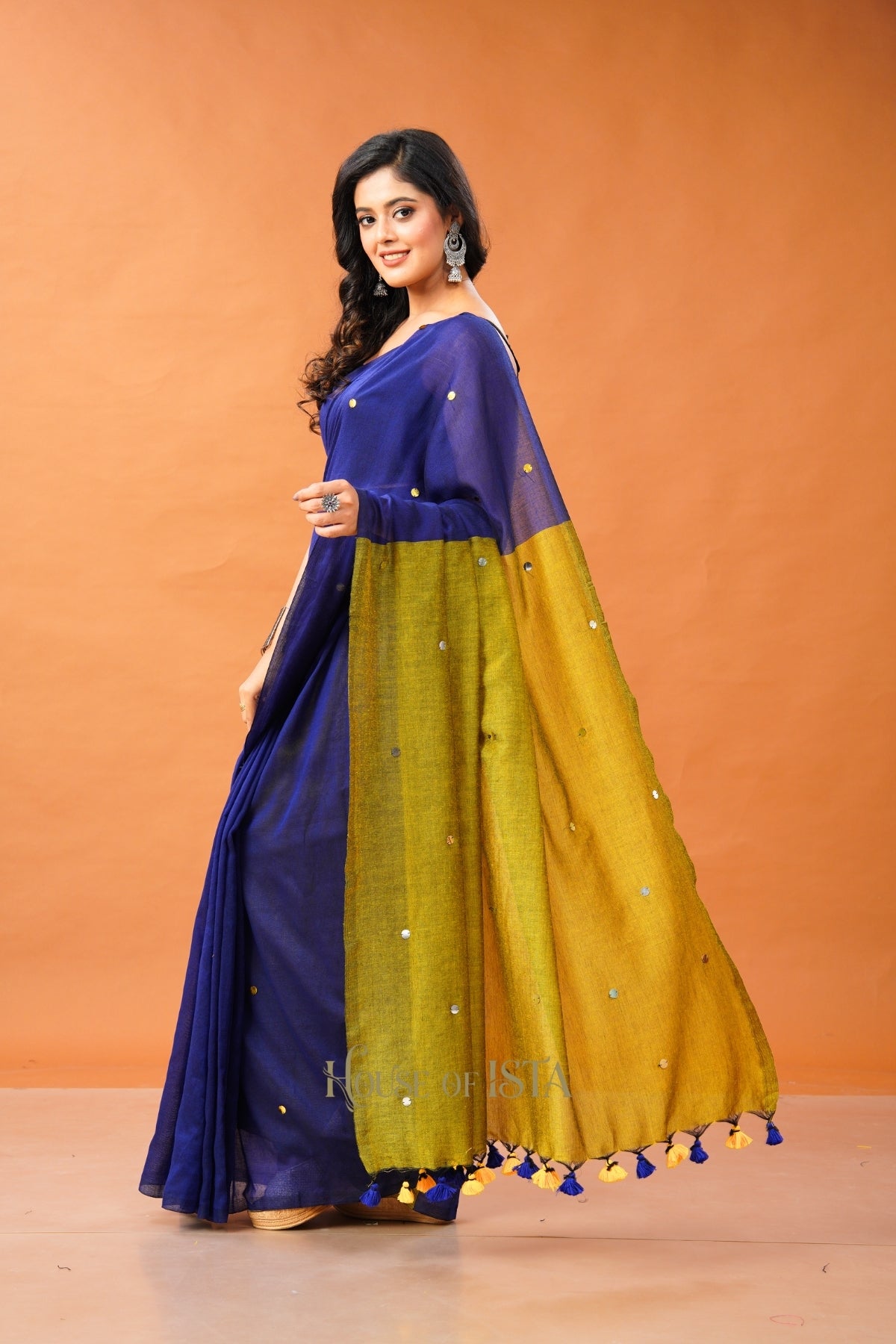 Sunehri Neelam Cotton Saree