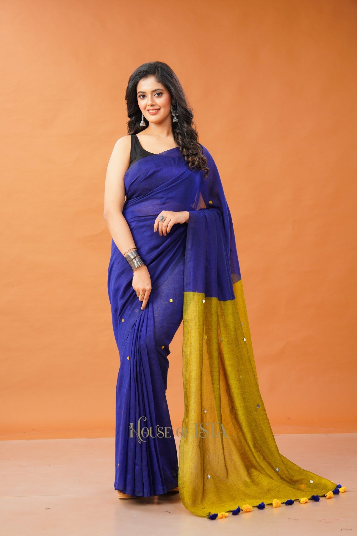 Sunehri Neelam Cotton Saree