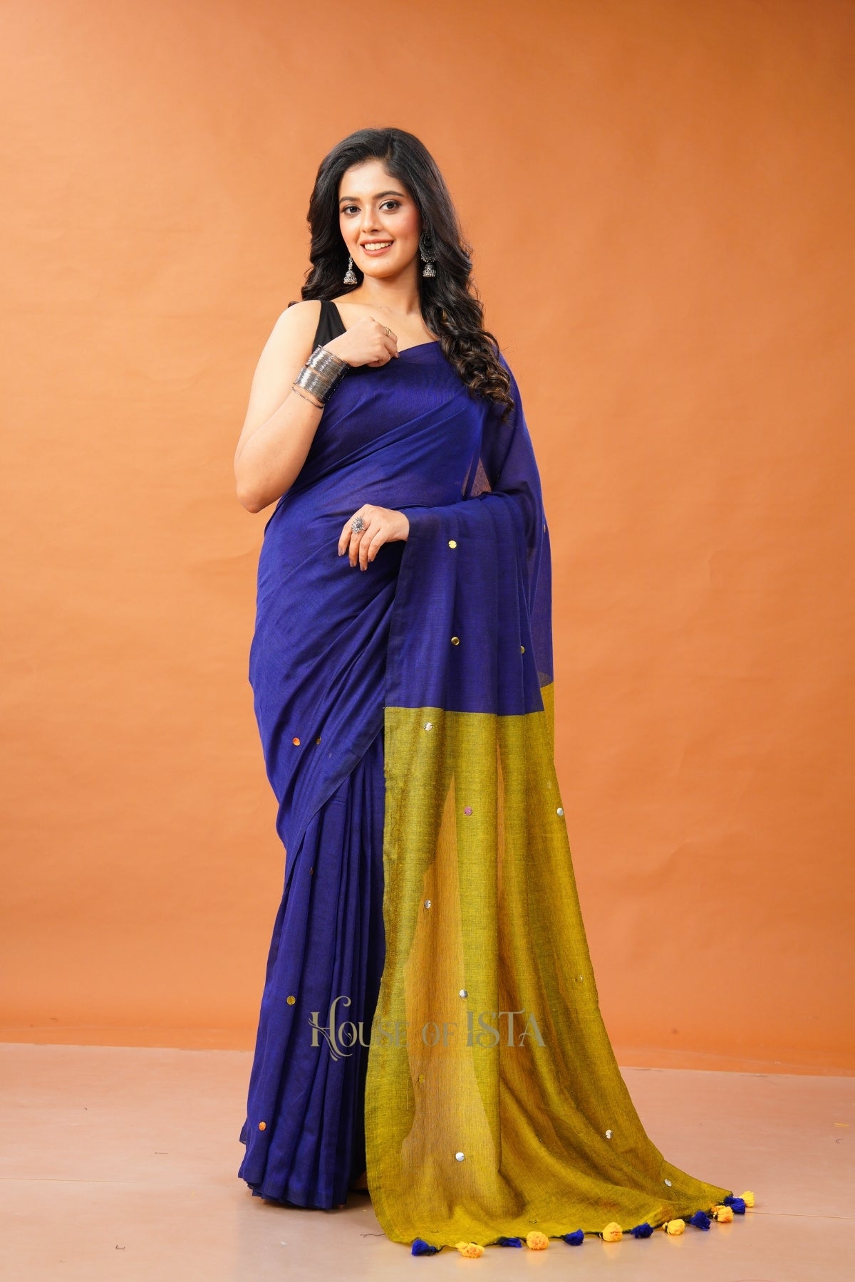 Sunehri Neelam Cotton Saree