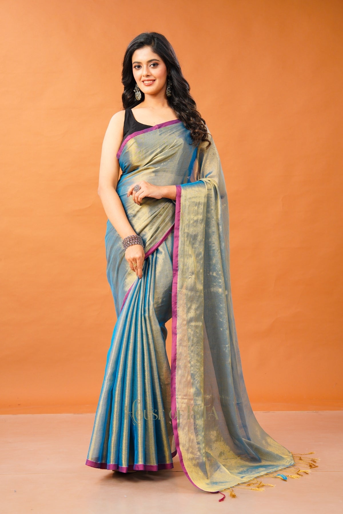 Neel Eshana Tissue Cotton Saree