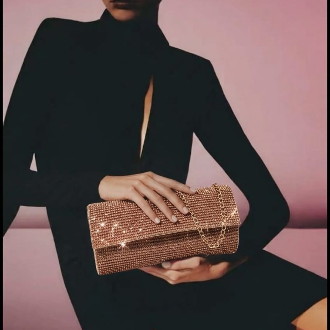 Rose Gold Crystal Clutch