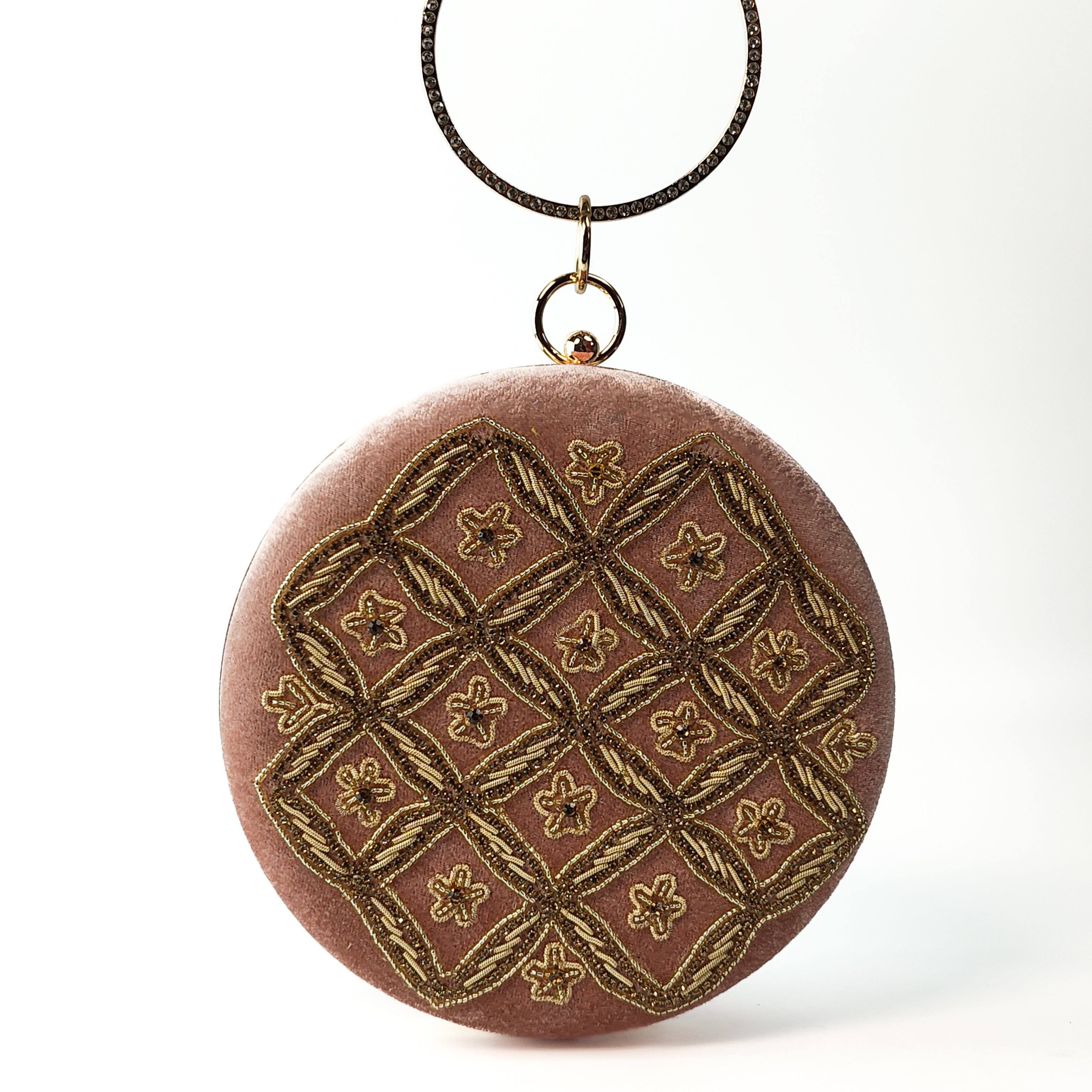 Royal Radiance Velvet Ring Handle Clutch