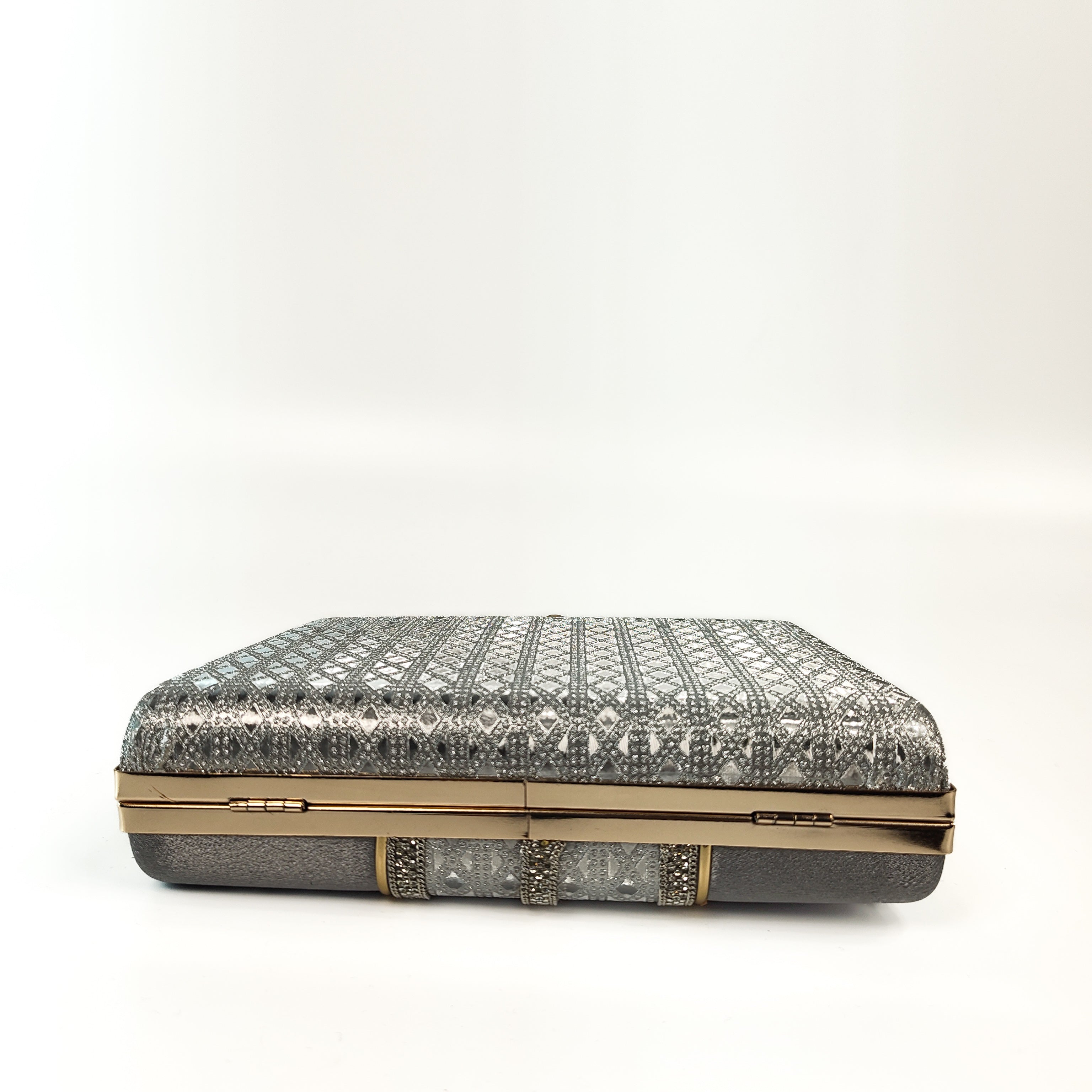 Silver Bloom Hard Box Clutch