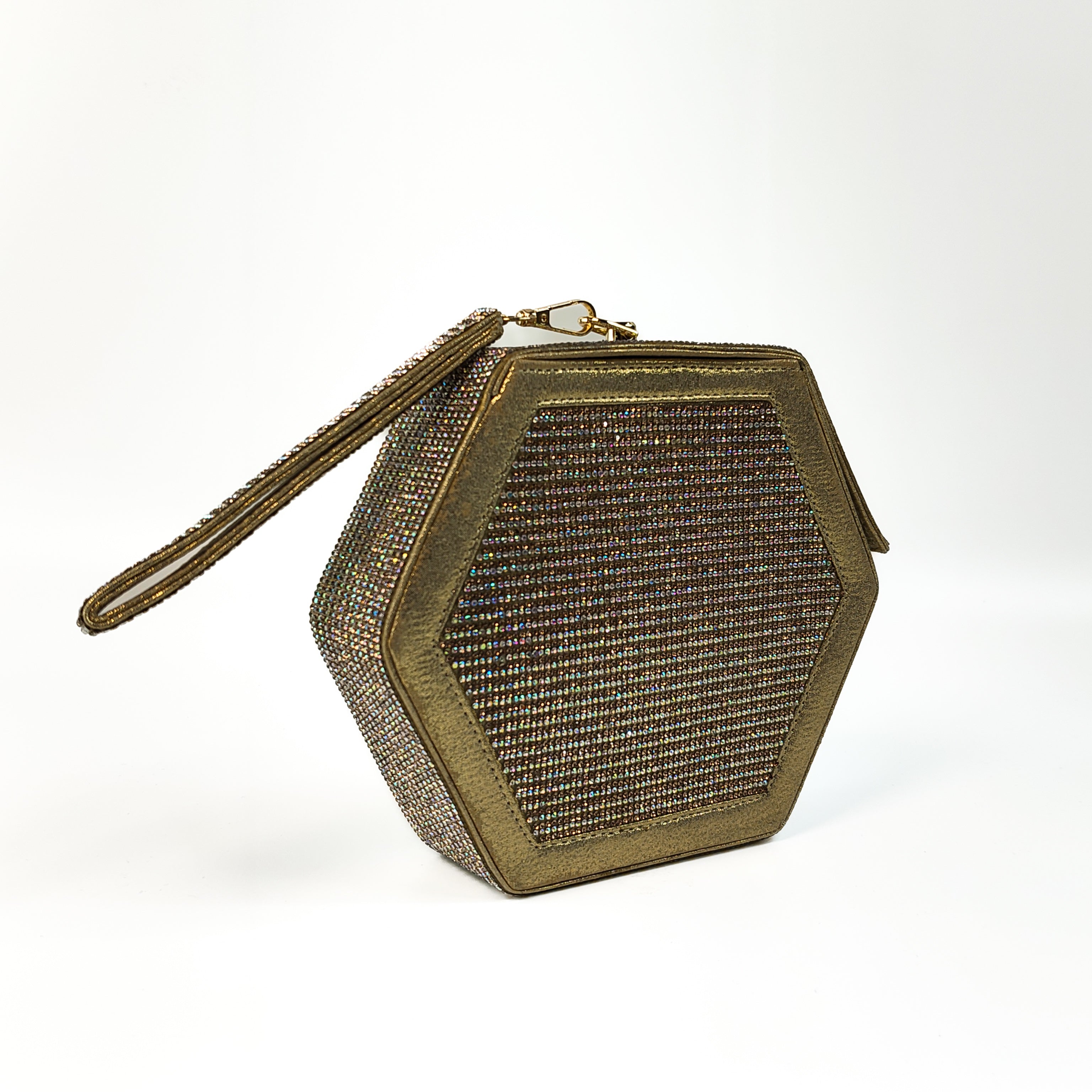 Geometric Crystal Evening Clutch Gold