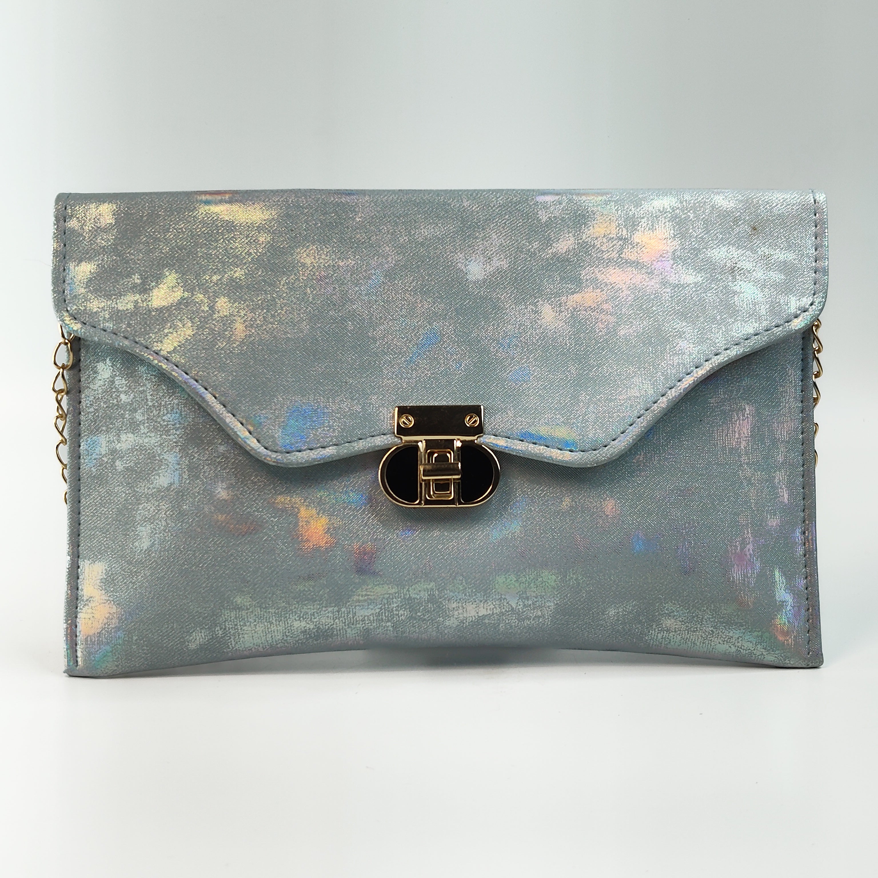 Frost Aura Holographic Soft Clutch