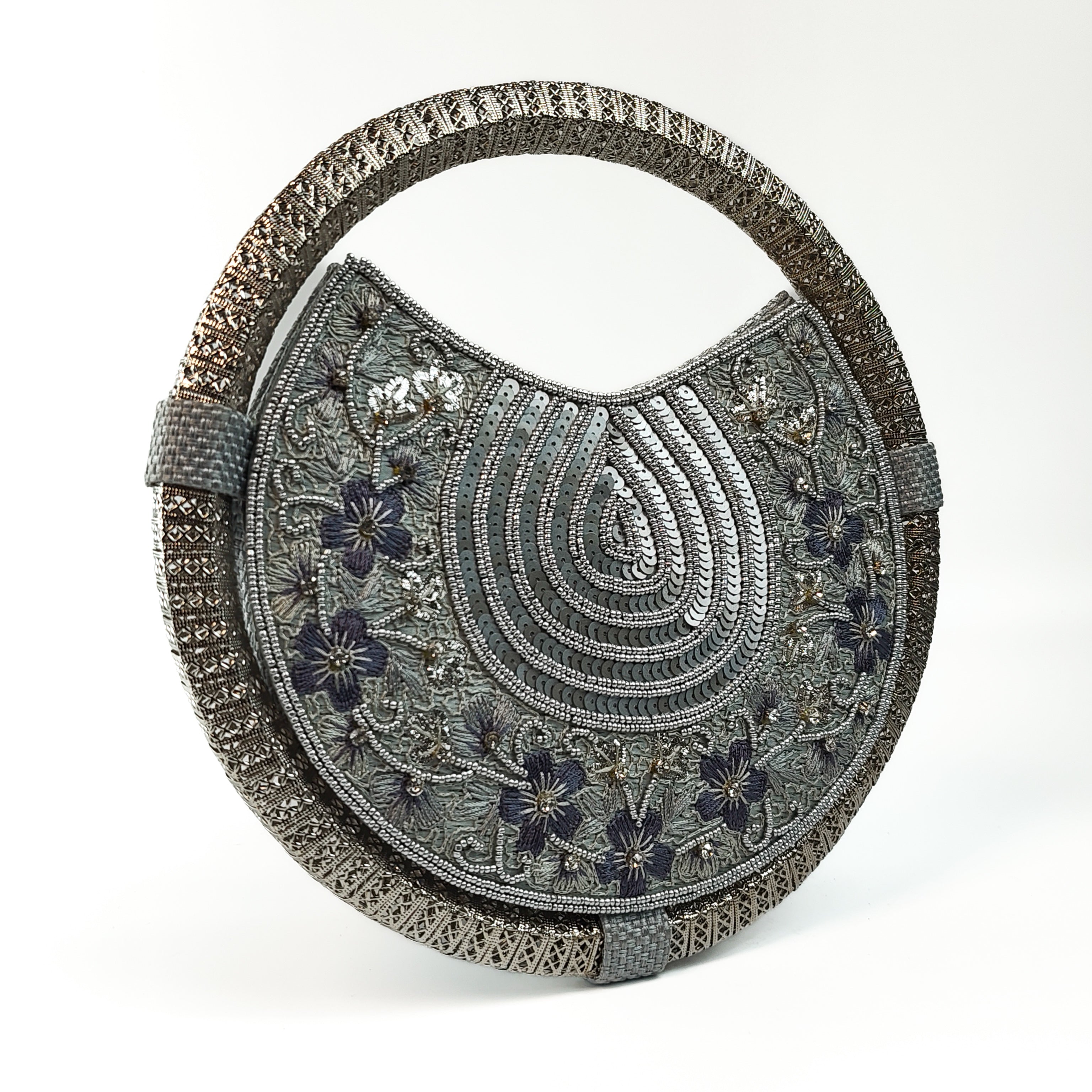 The Silver Mist Round Clutch