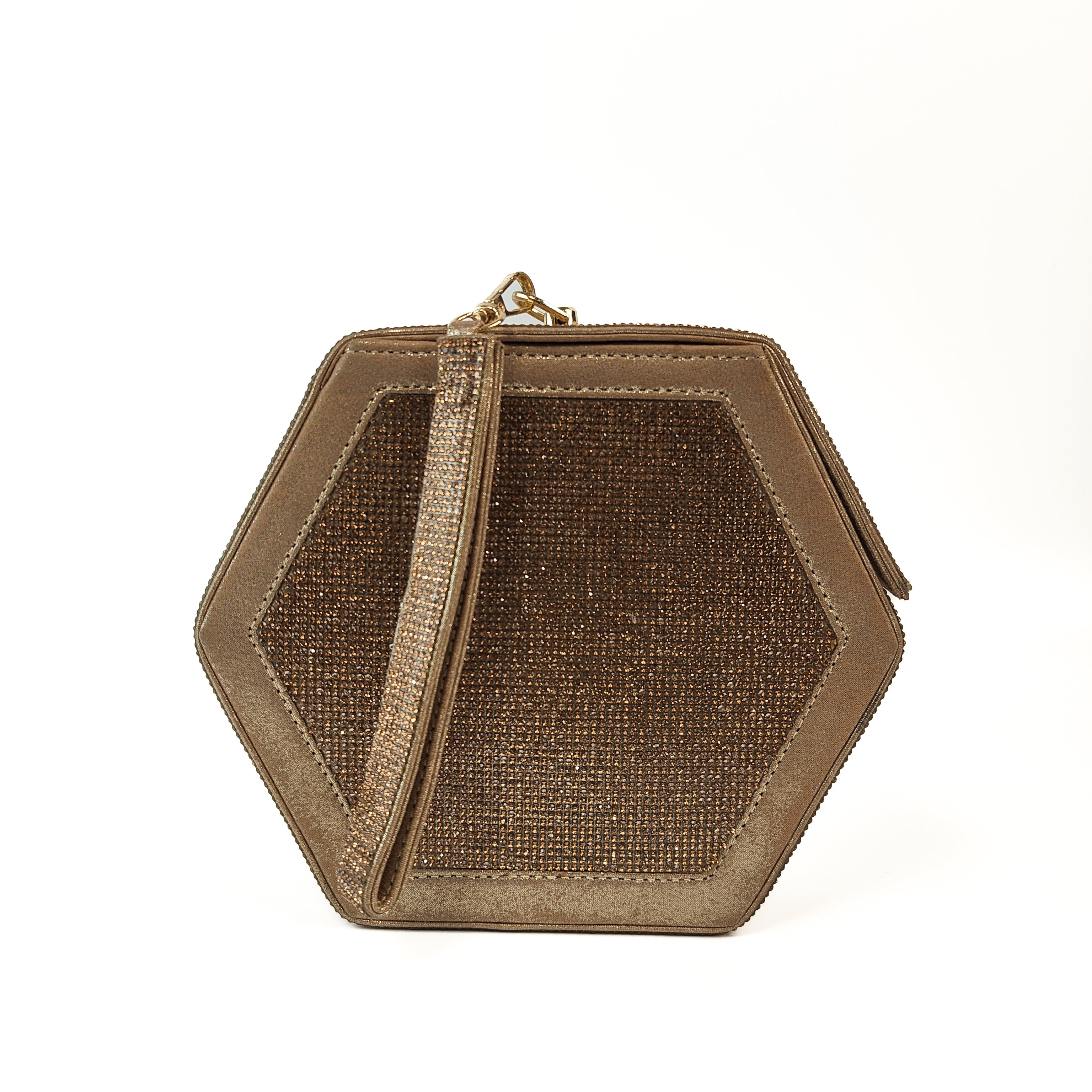 Geometric Crystal Evening Clutch – copper Gold