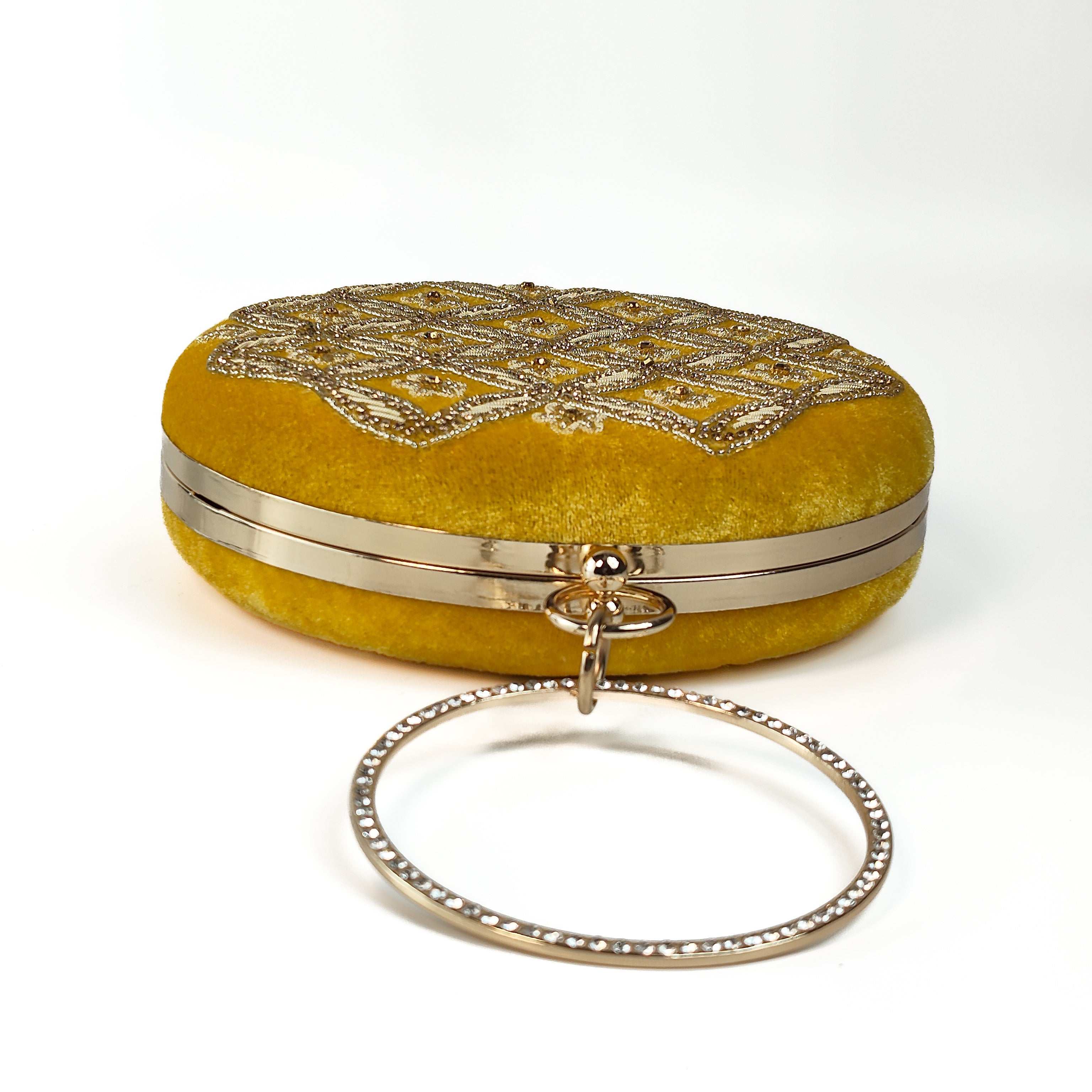 The Ista Bloom Velvet Ring Handle Clutch