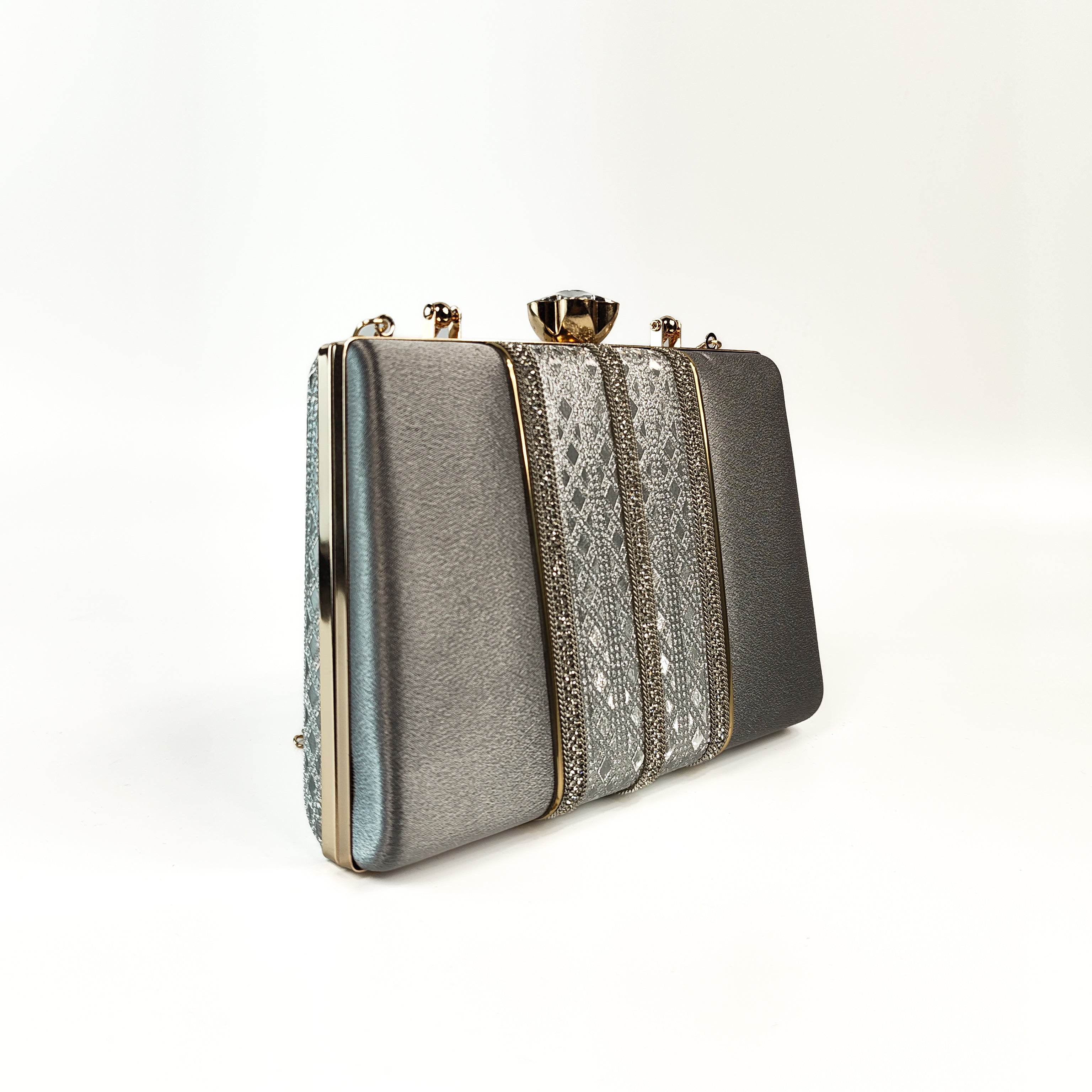 Silver Bloom Hard Box Clutch