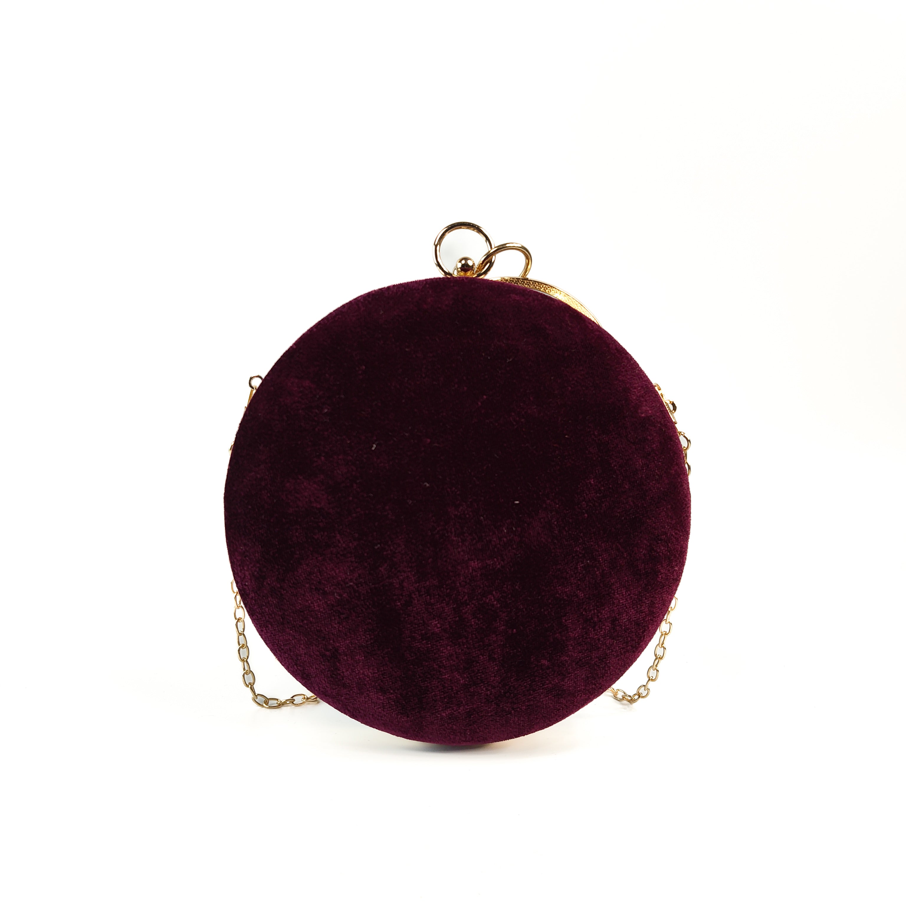 The Burgundy Empress Ring Handle Premium Clutch
