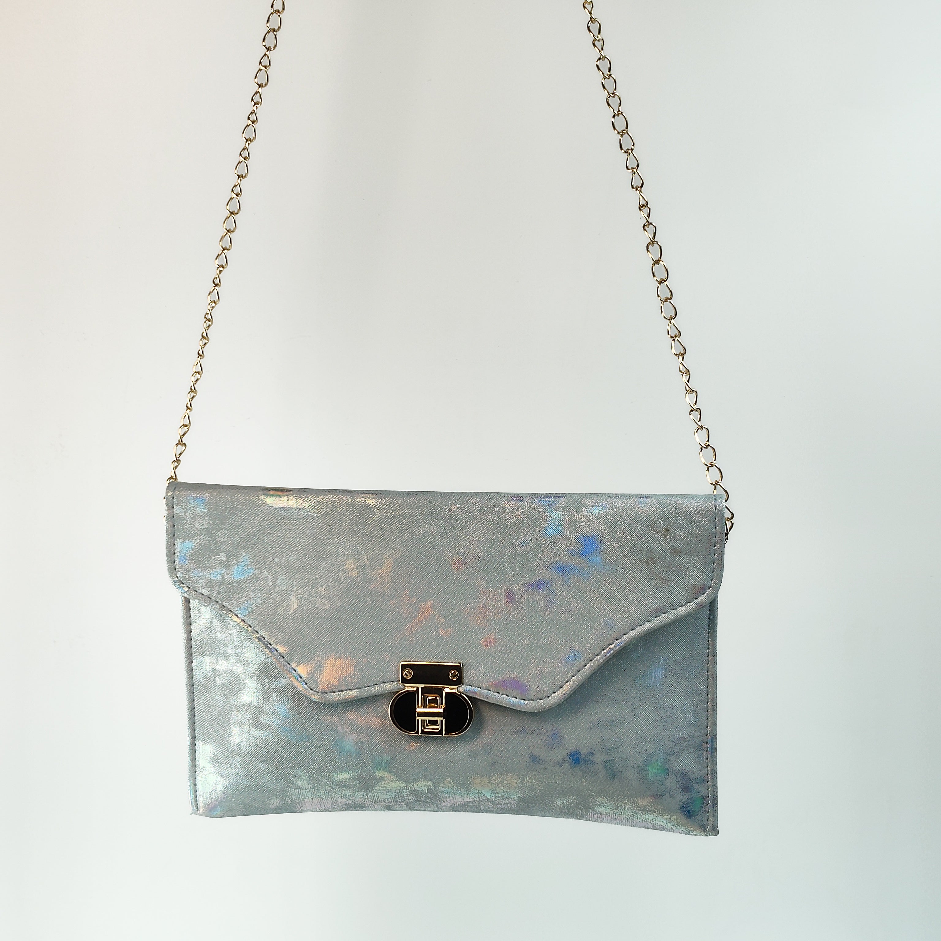 Frost Aura Holographic Soft Clutch