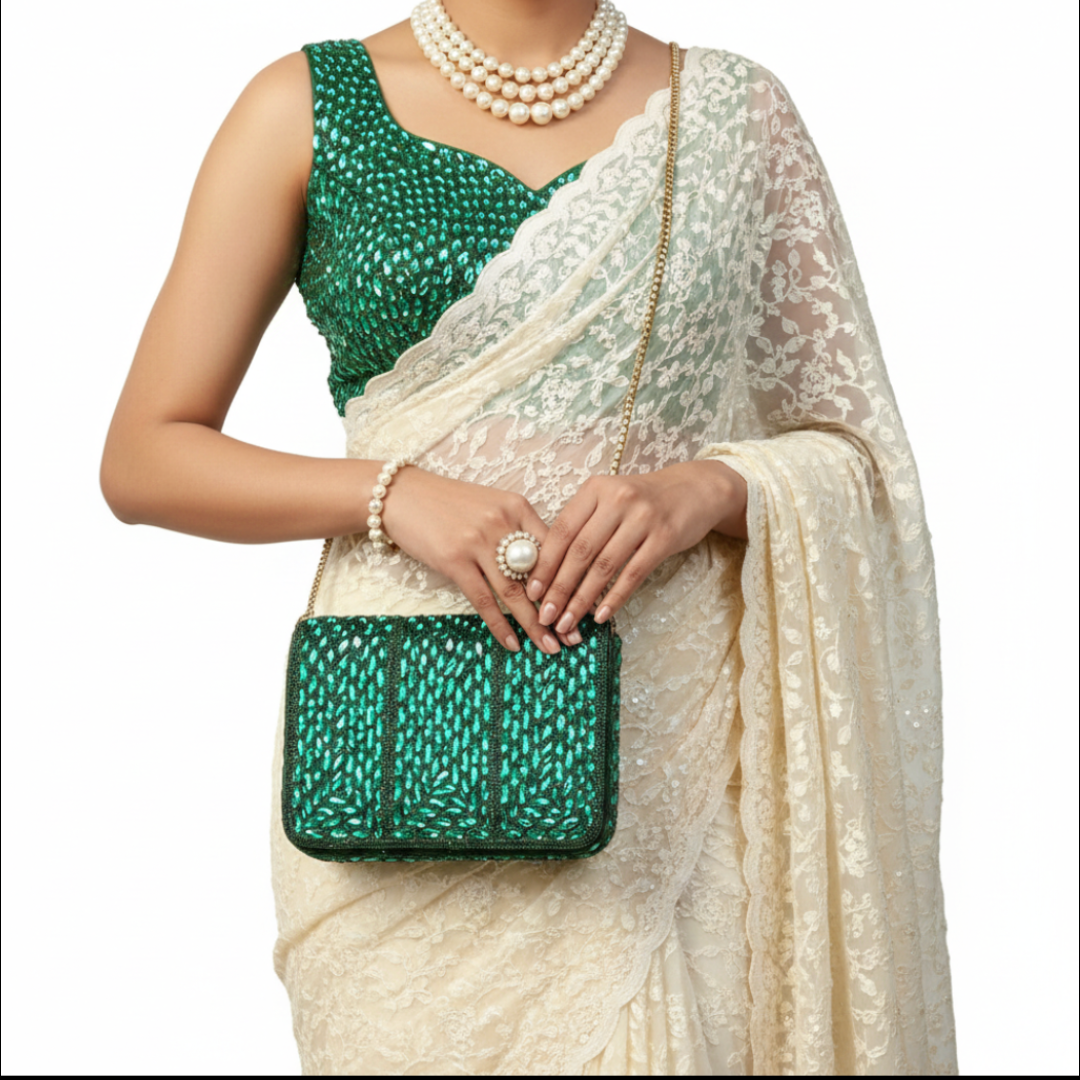 Emerald Crystal Cascade Premium Clutch