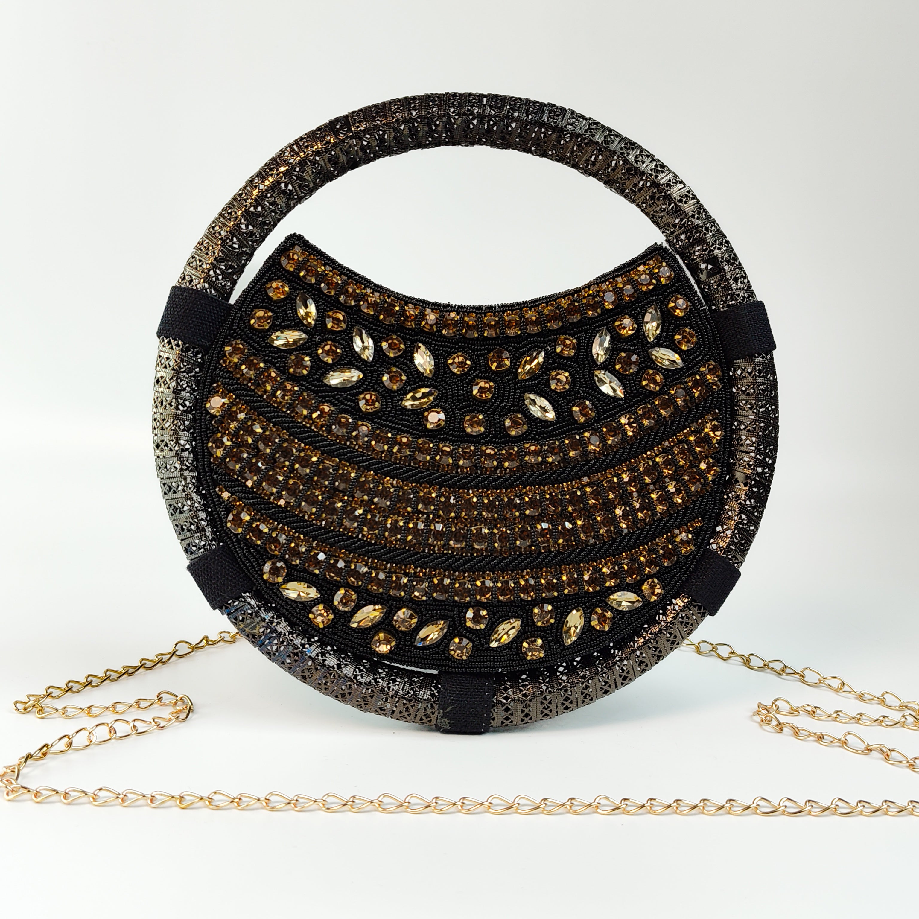 The Gilded Onyx Statement Round Clutch