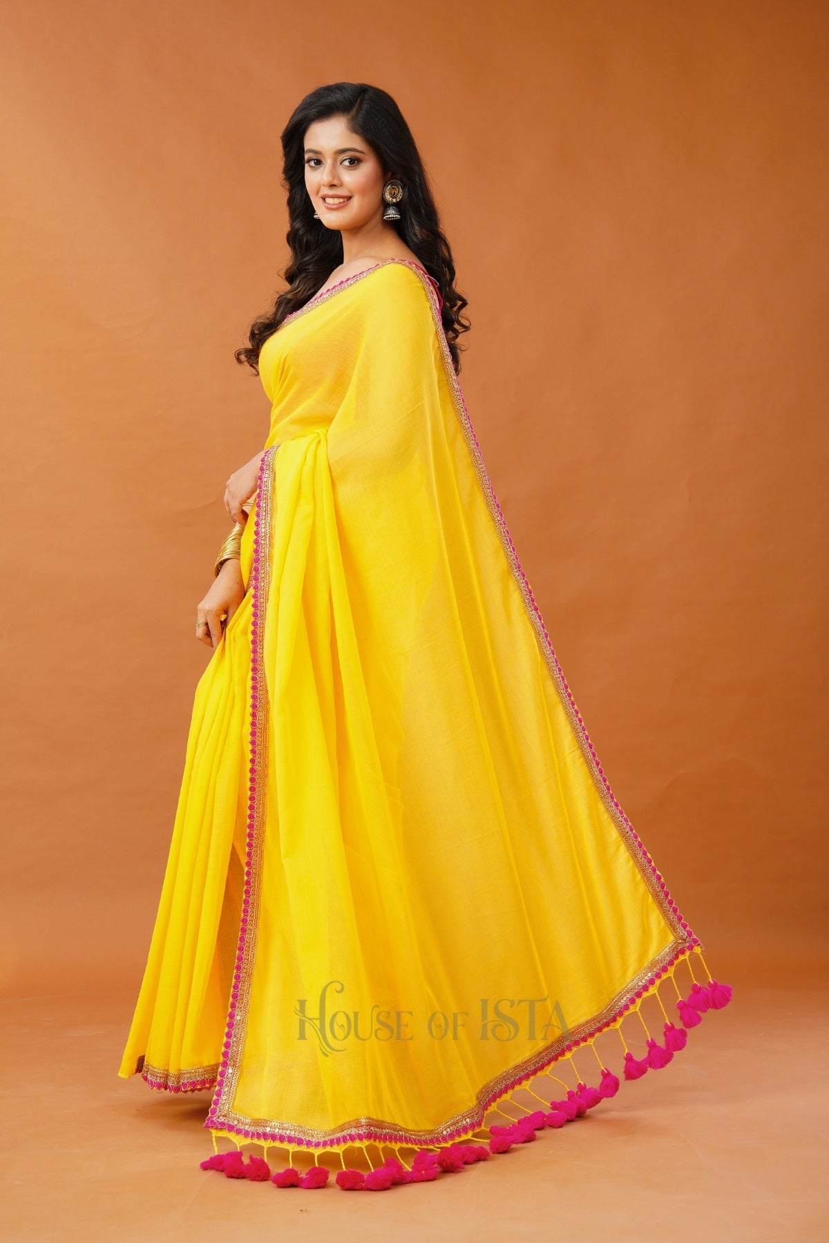 Basanti Chaaya Mulmul Saree