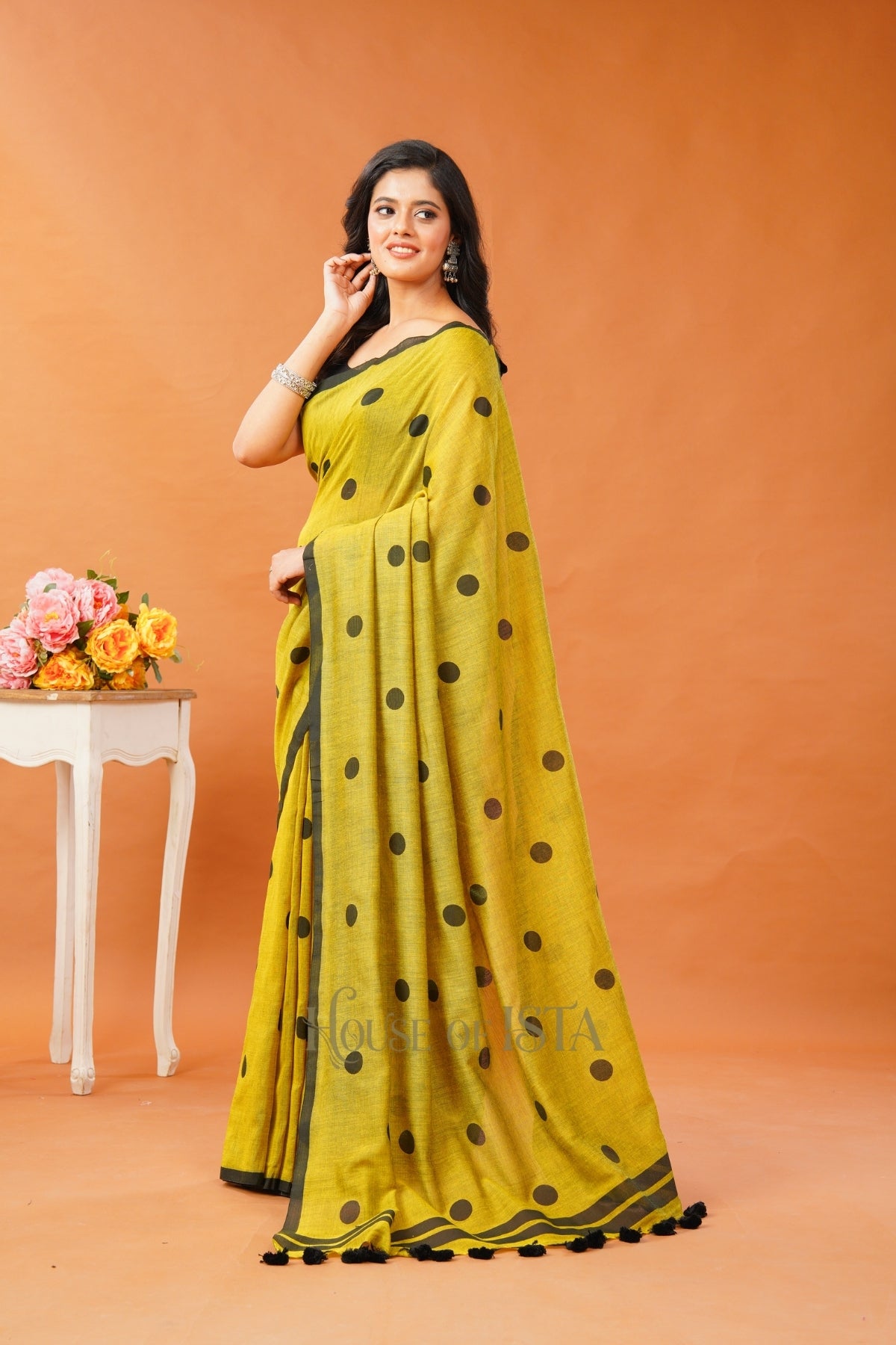 Mustard Geometry Cotton Saree