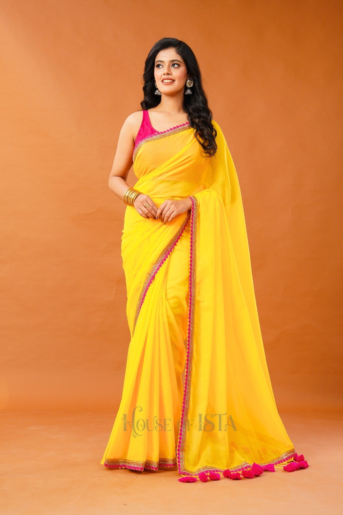 Basanti Chaaya Mulmul Saree