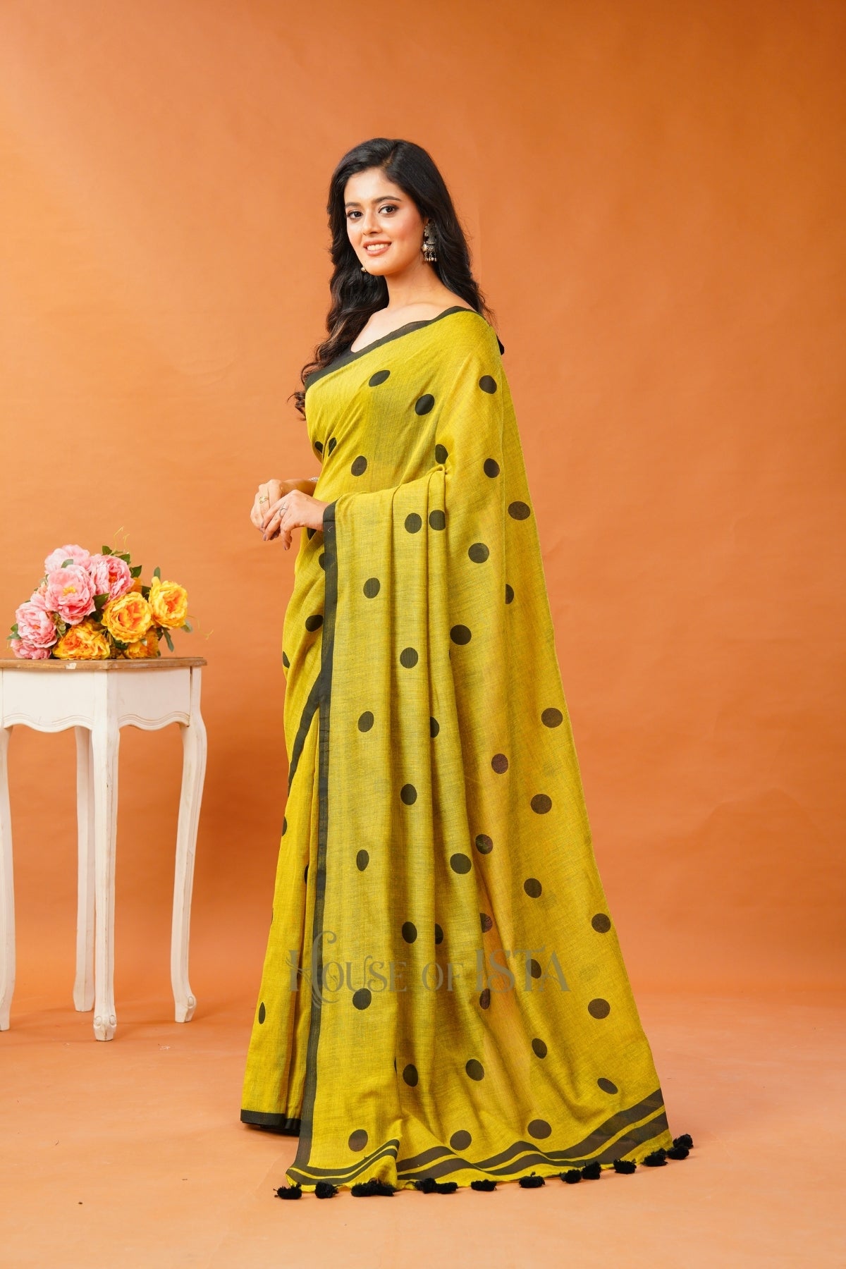 Mustard Geometry Cotton Saree