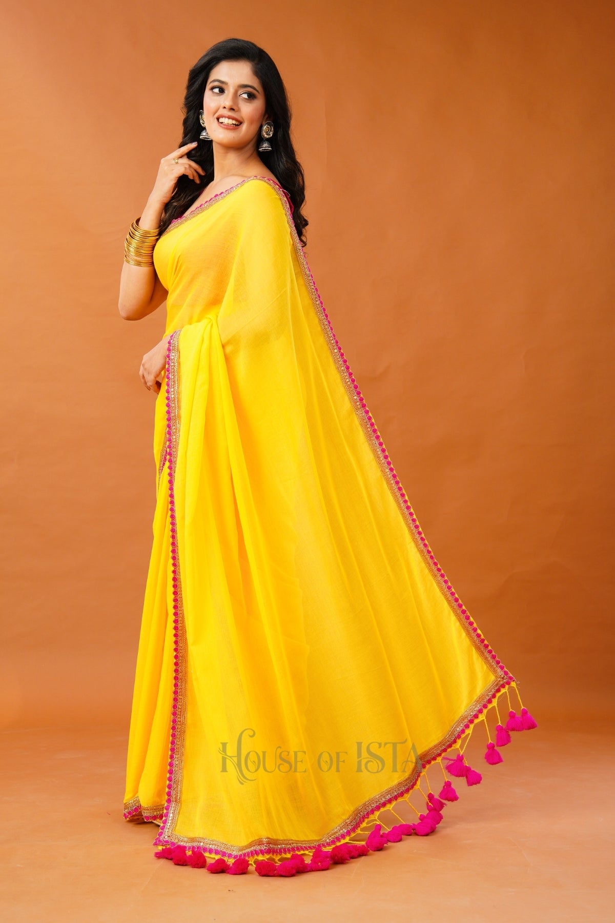 Basanti Chaaya Mulmul Saree