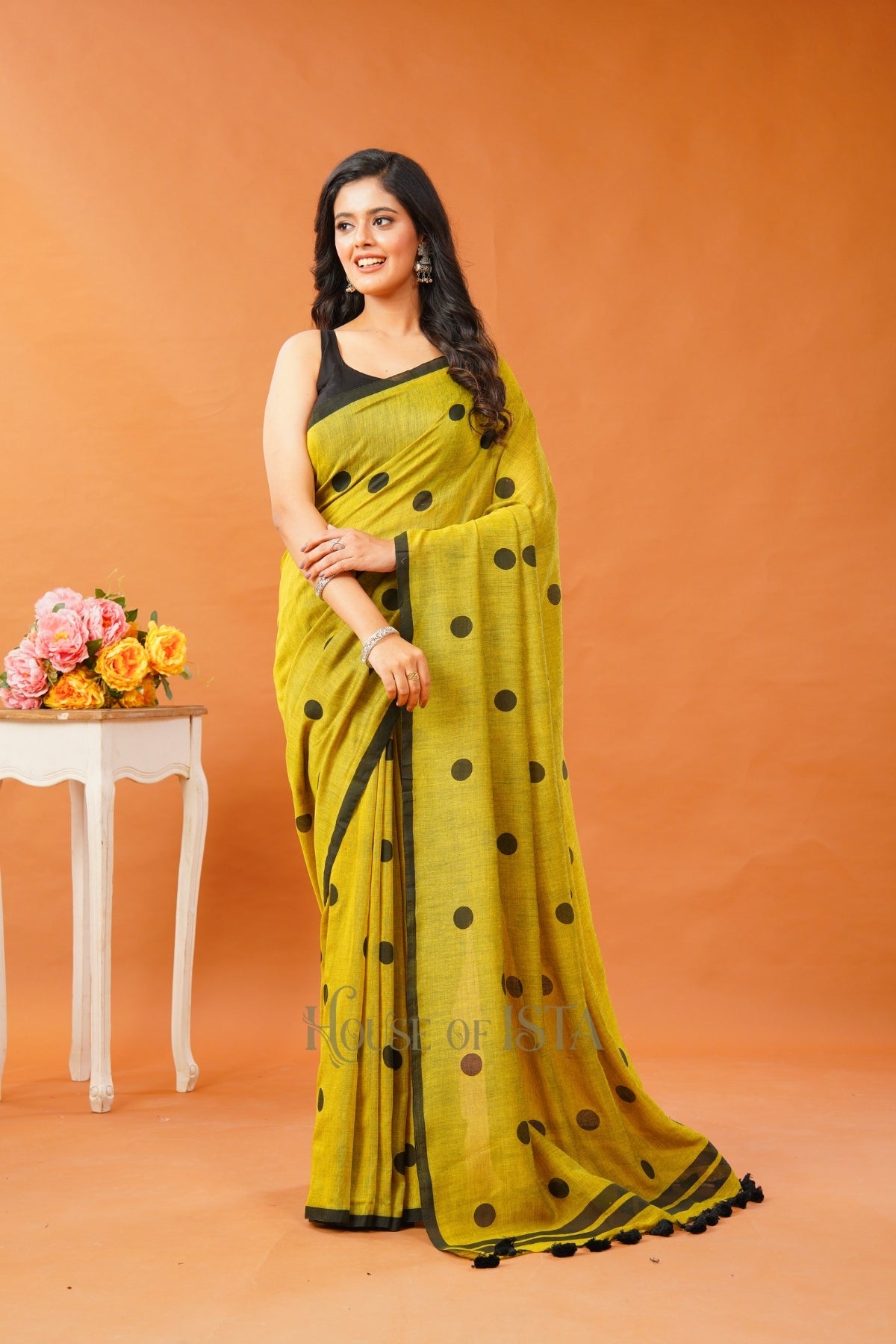 Mustard Geometry Cotton Saree