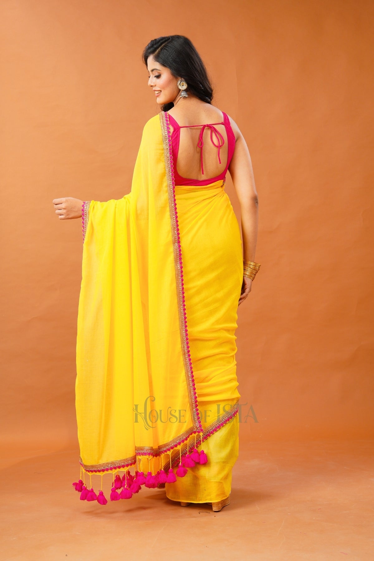 Basanti Chaaya Mulmul Saree