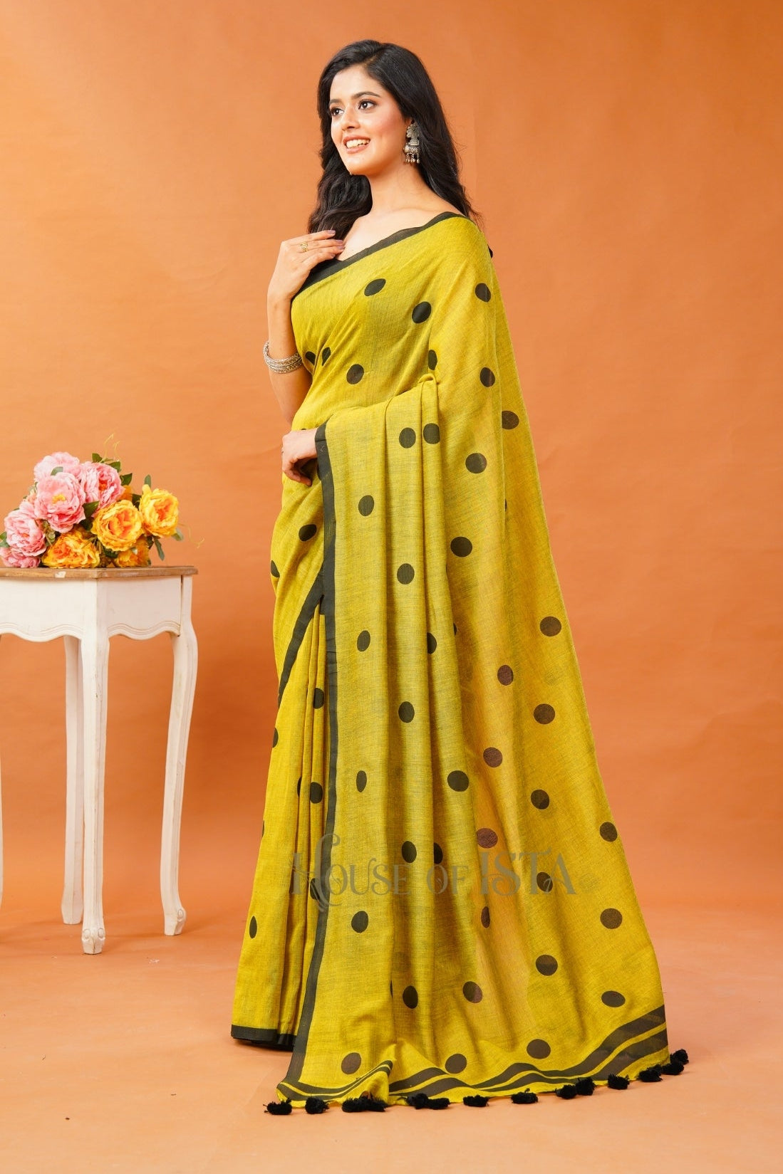 Mustard Geometry Cotton Saree