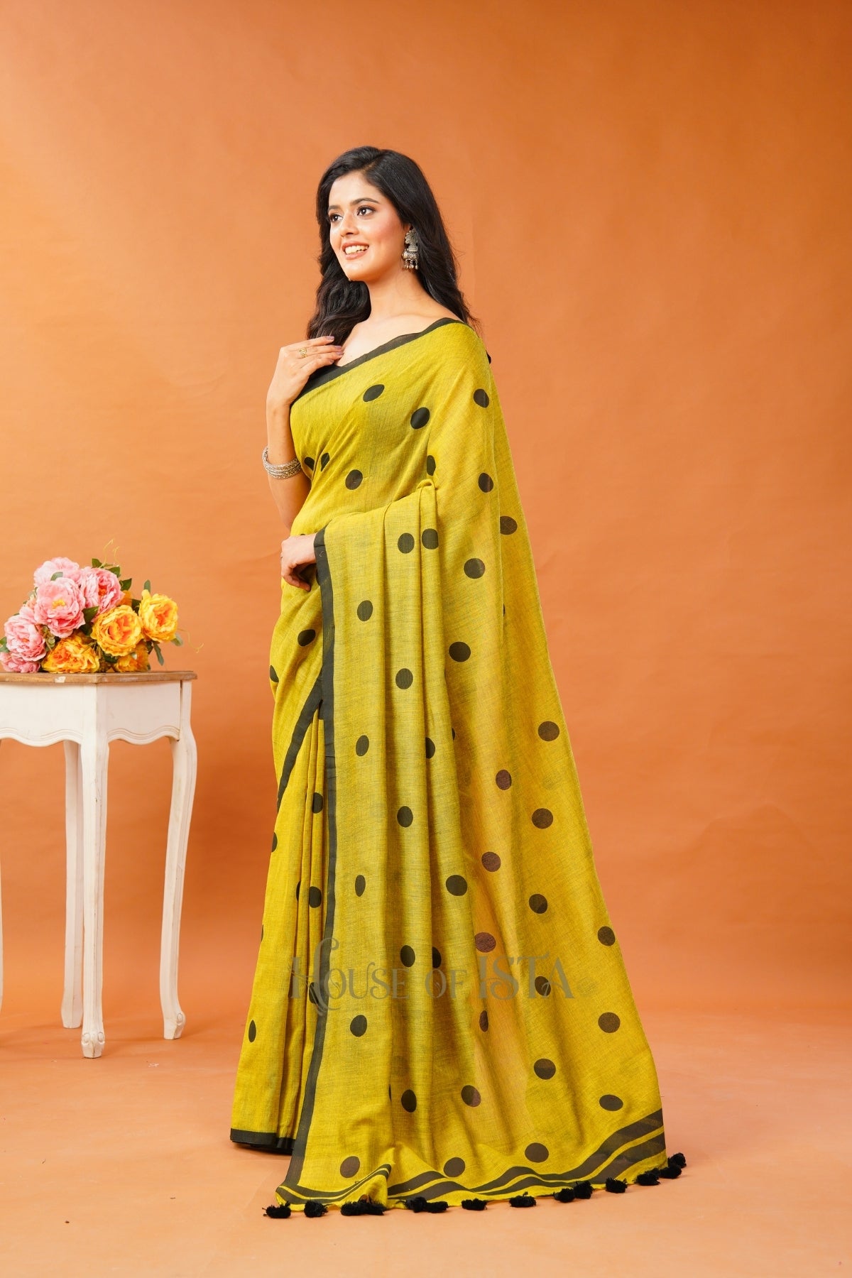 Mustard Geometry Cotton Saree