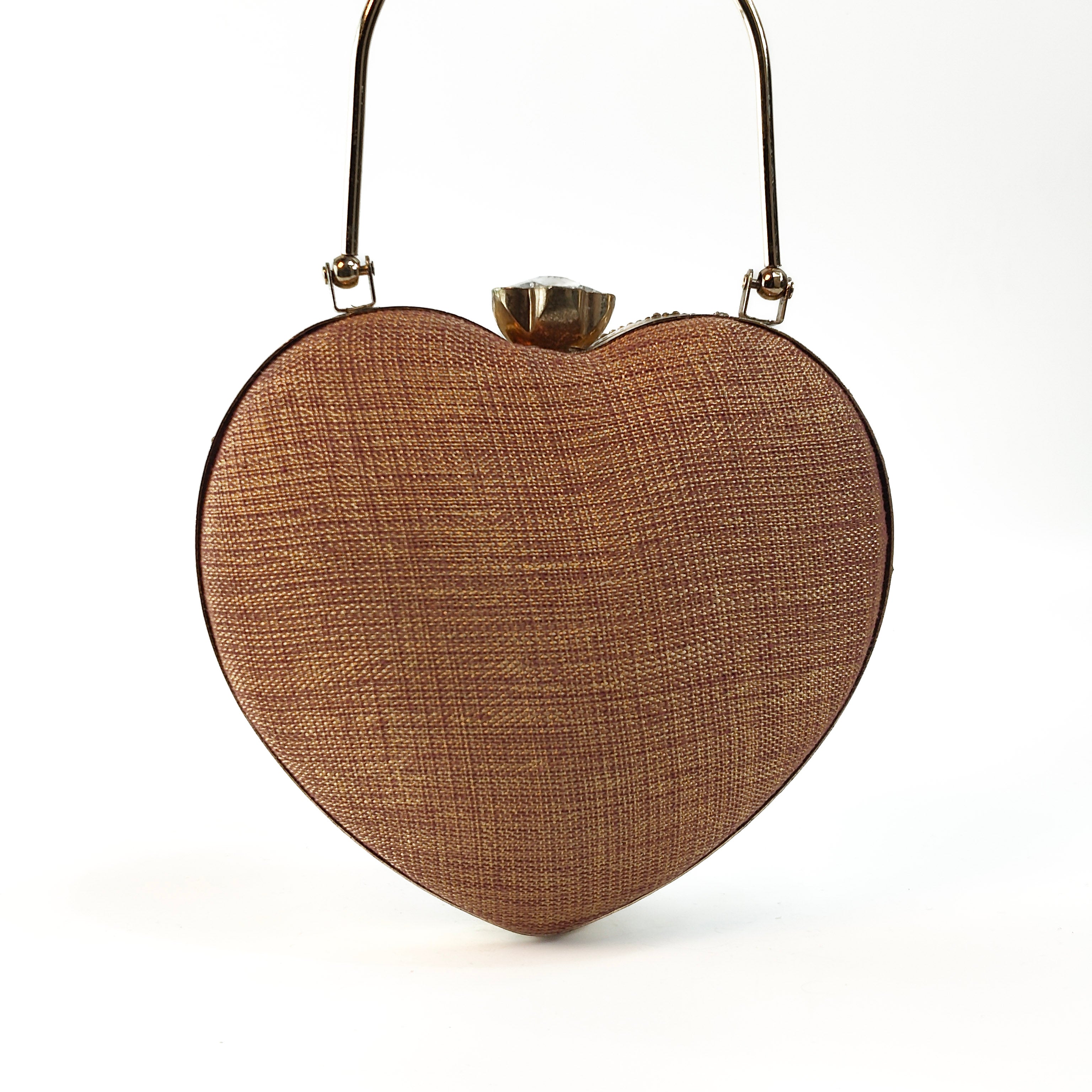 Rose Gold Crystal Heart Clutch